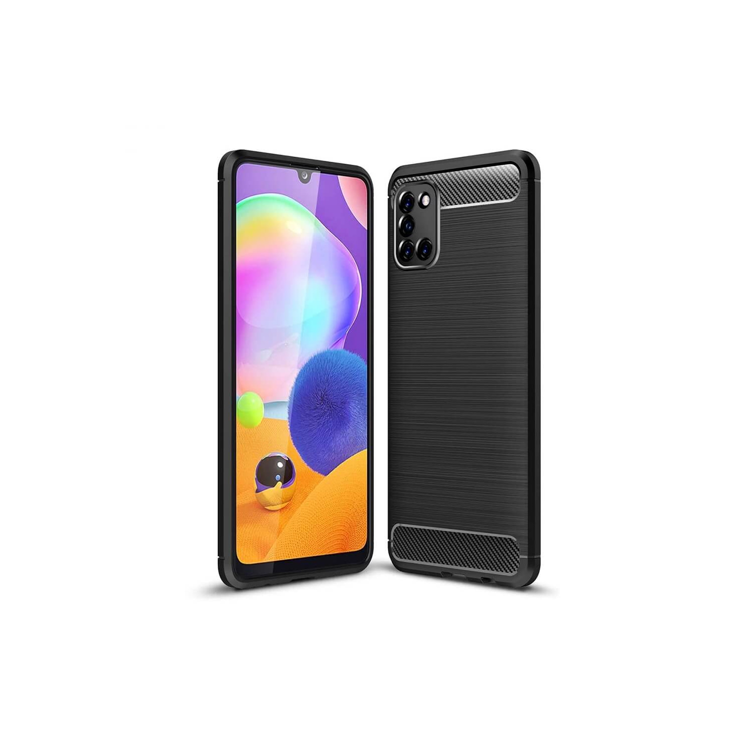 For Samsung Galaxy A31 Black Case Rugged Shockproof Heavy Duty Anti Slip Protective Case Cover