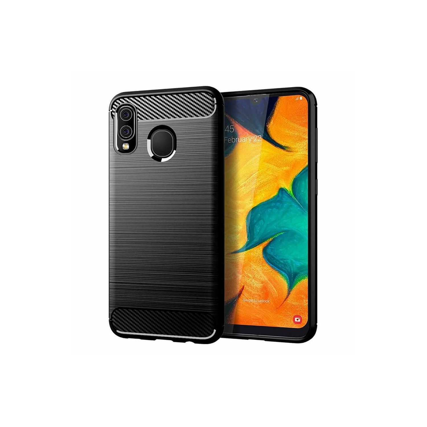 For Samsung Galaxy A30 Black Case Rugged Shockproof Heavy Duty Anti Slip Protective Case Cover
