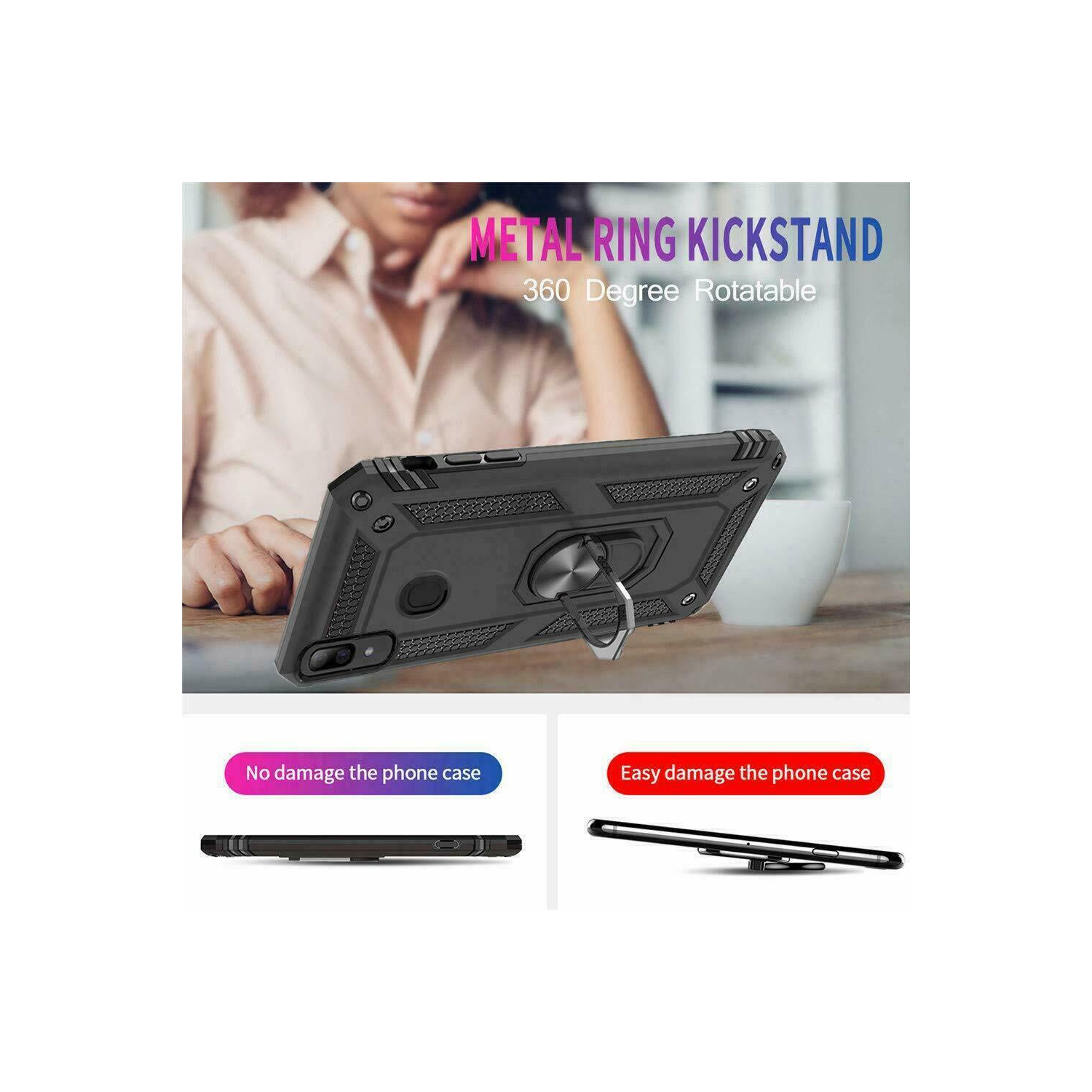 Samsung Galaxy S10e Rose Gold Military Grade 360 Degree Rotating Metal Magnetic Ring Car Mount Holder Kickstand Shockproof Heavy Duty Cover