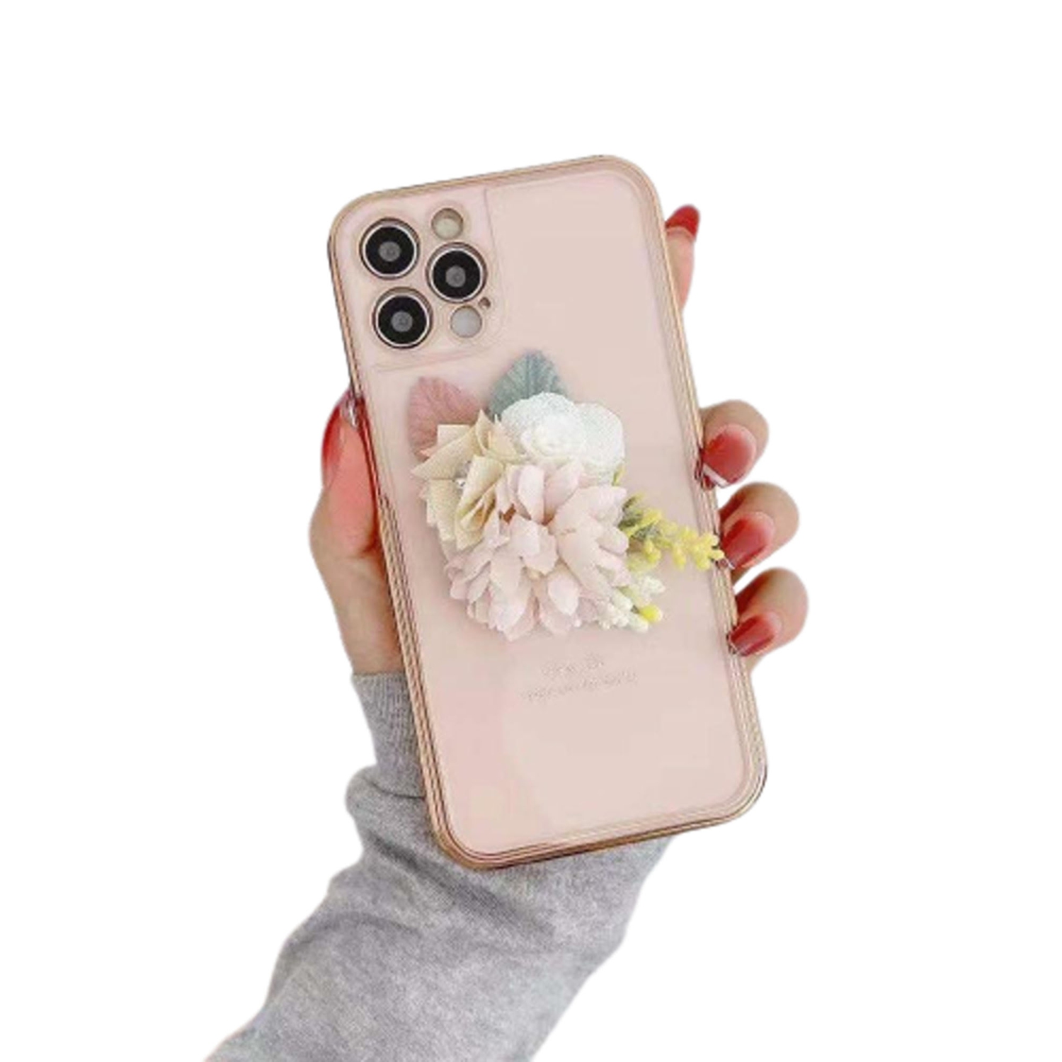 Apple iPhone 12 Pro Max Pink Case Fashion Flower Smart Shockproof Heavy Duty Luxury Back Cover