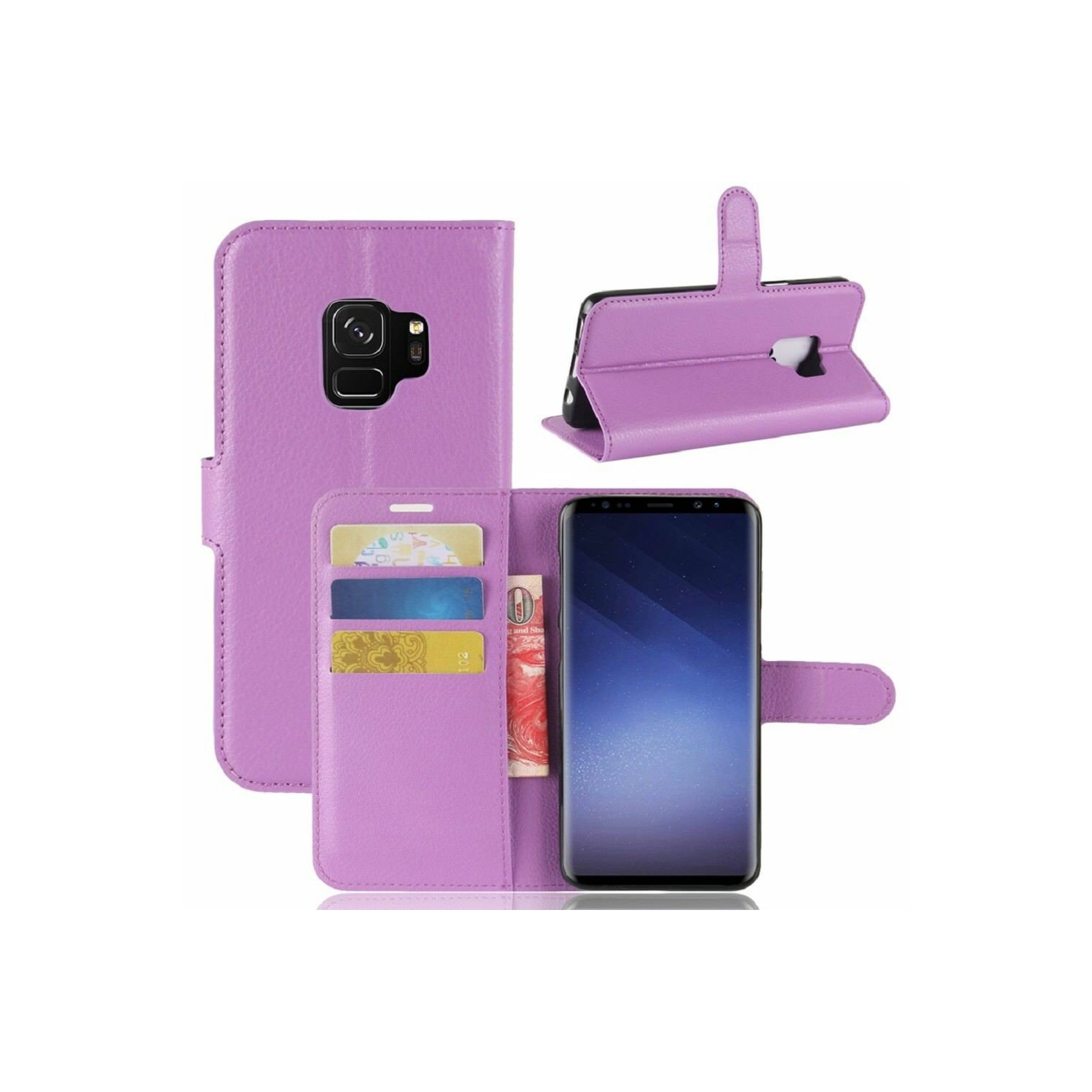 For Nokia 6 Purple Wallet Leather Card Holder Flip Protective Shockproof Magnetic Case Cover