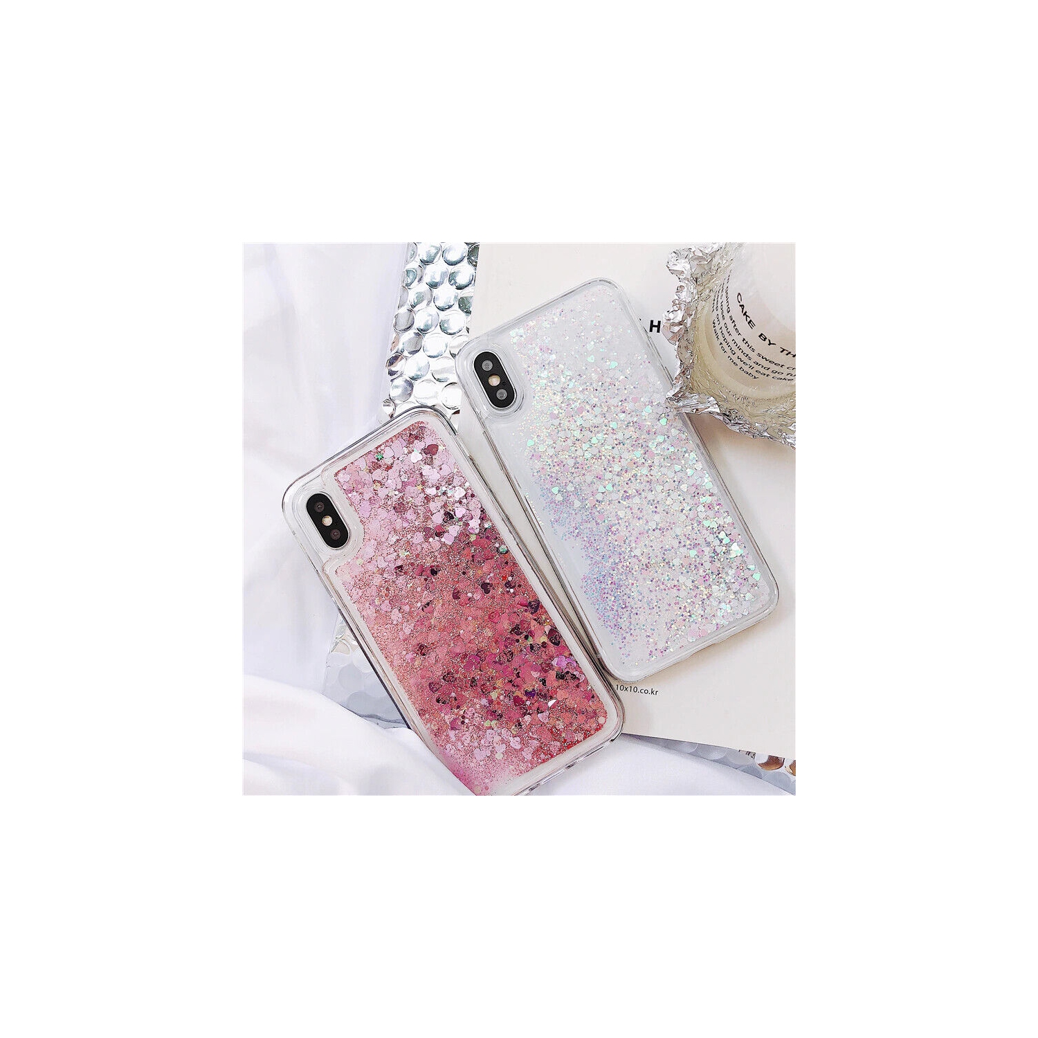 For Apple iPhone XR Pink Clear Gel Case Heavy Duty Shockproof Liquid Glitter TPU Silicone Back Cover