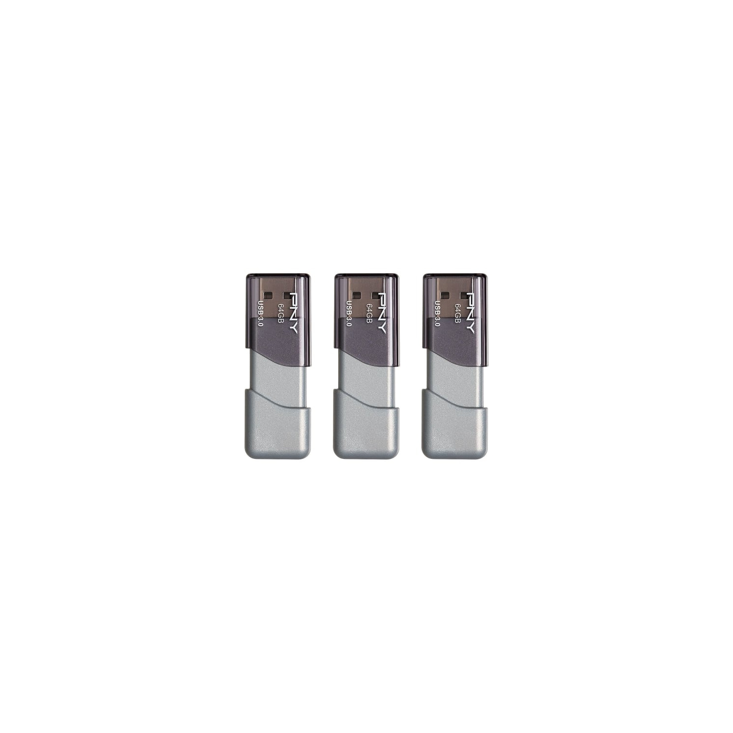 PNY Turbo Attaché 3 64GB USB 3.0 Gray USB Flash Drive 3 Pack