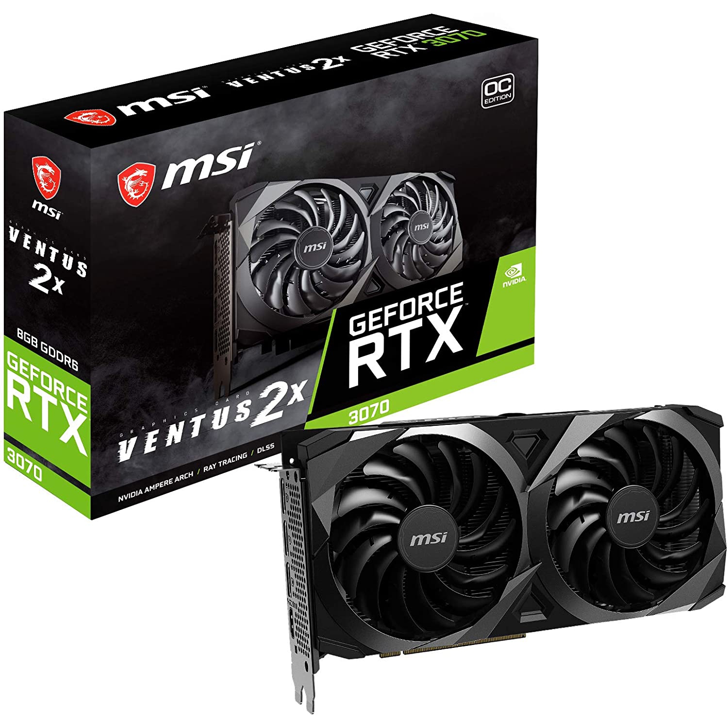 MSI GeForce RTX 3070 Ventus 2X 8G OC LHR GDDR6 1755 MHz 14 Gbps 256-bit 3xDP1.4 HDMI PCIE4.0 (RTX 3070 Ventus 2X 8G OC LHR)
