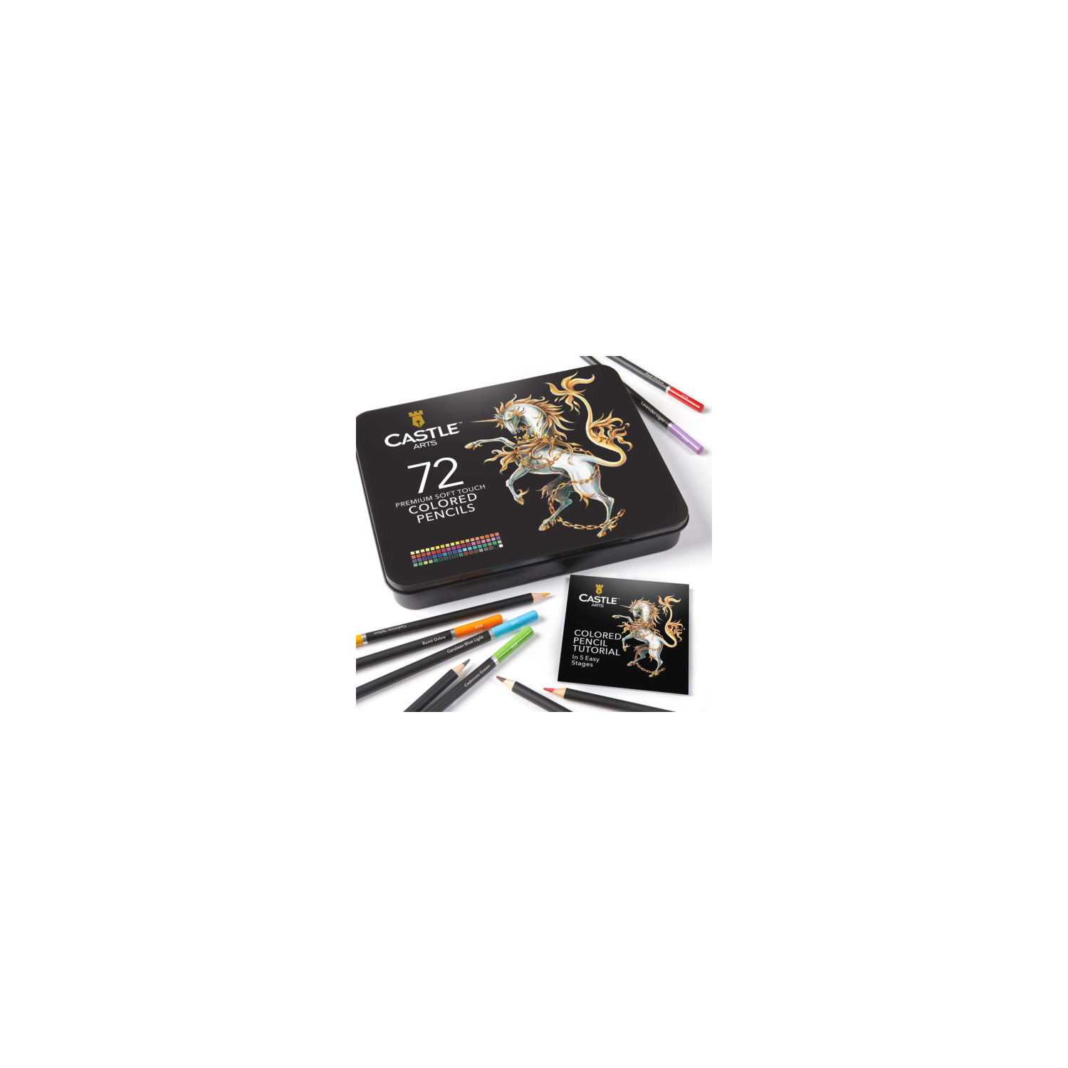 Castle Art Supplies 72 Colored Pencils Set for Coloring Books New and Improve...