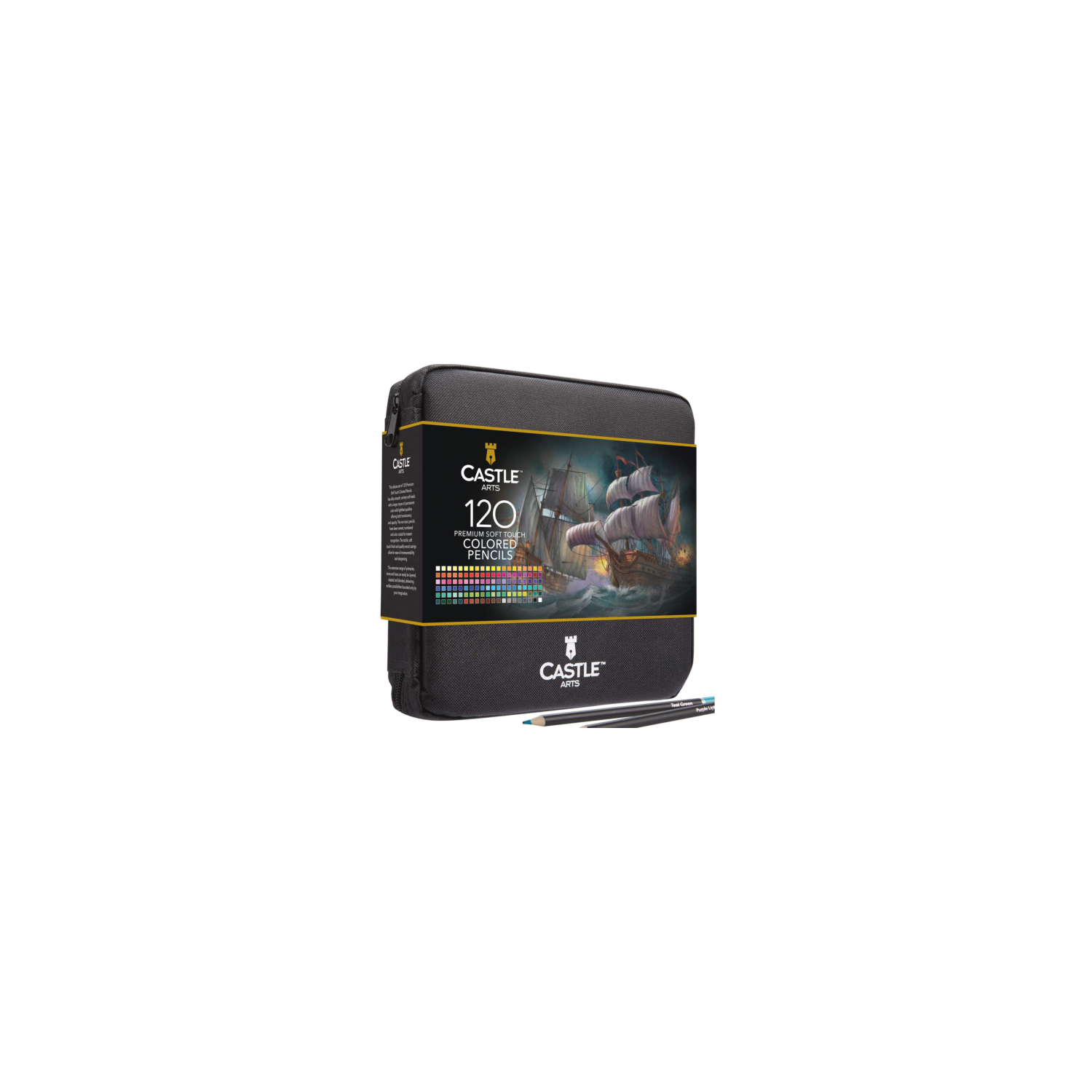 Castle Art Supplies 120 Colored Pencils Zip Up Set for all artists Smooth qua...