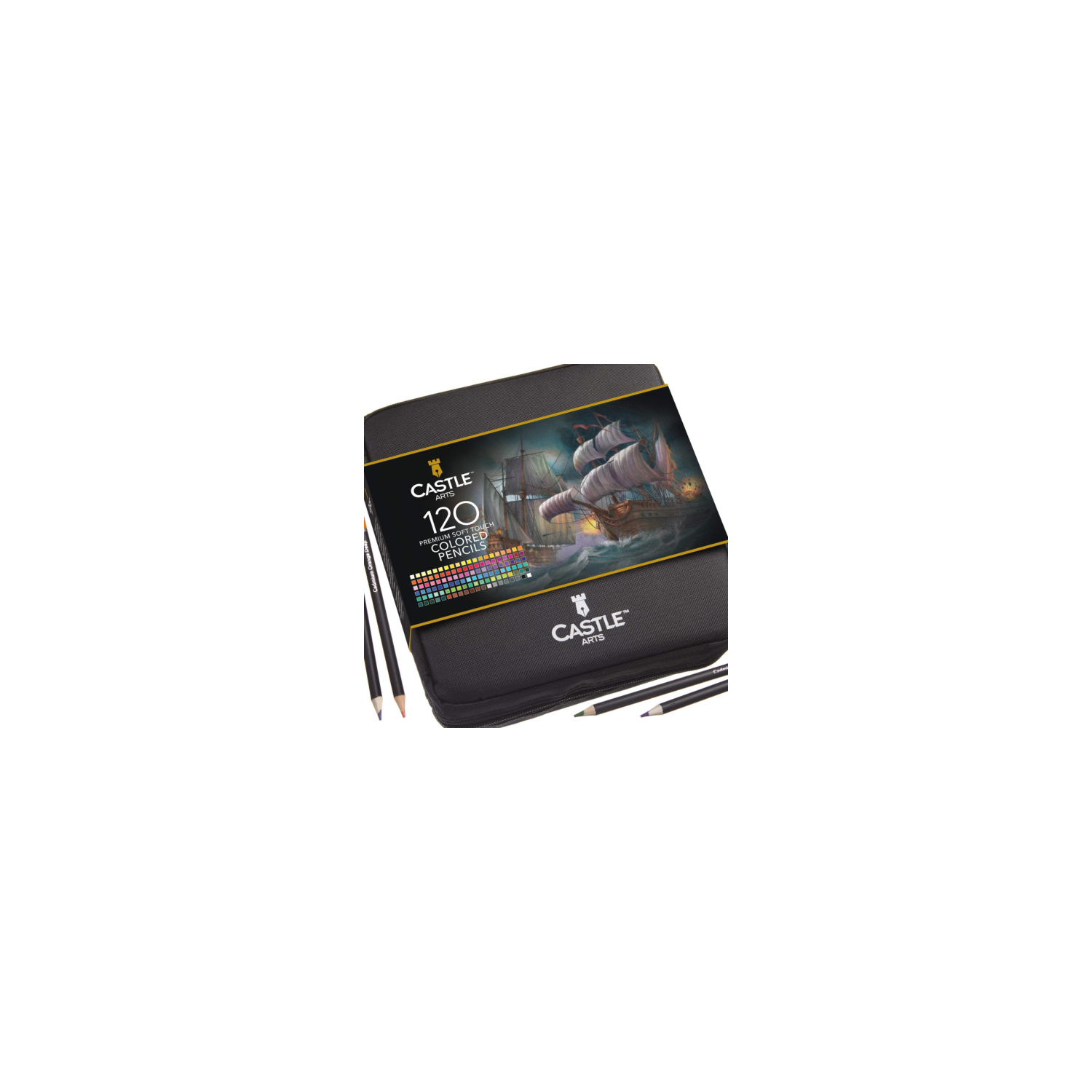 Castle Art Supplies 120 Colored Pencils Zip Up Set for all artists Smooth qua...
