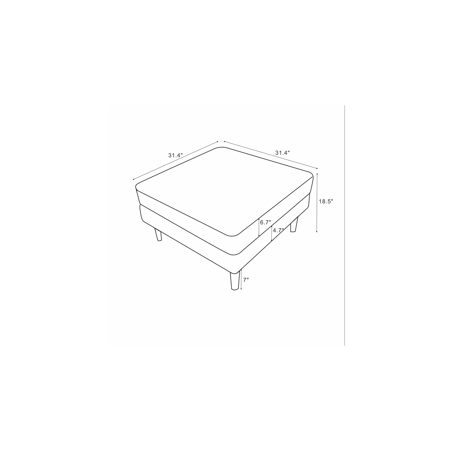 Hudson Mid-Century Modern Square Velvet Ottoman in Teal