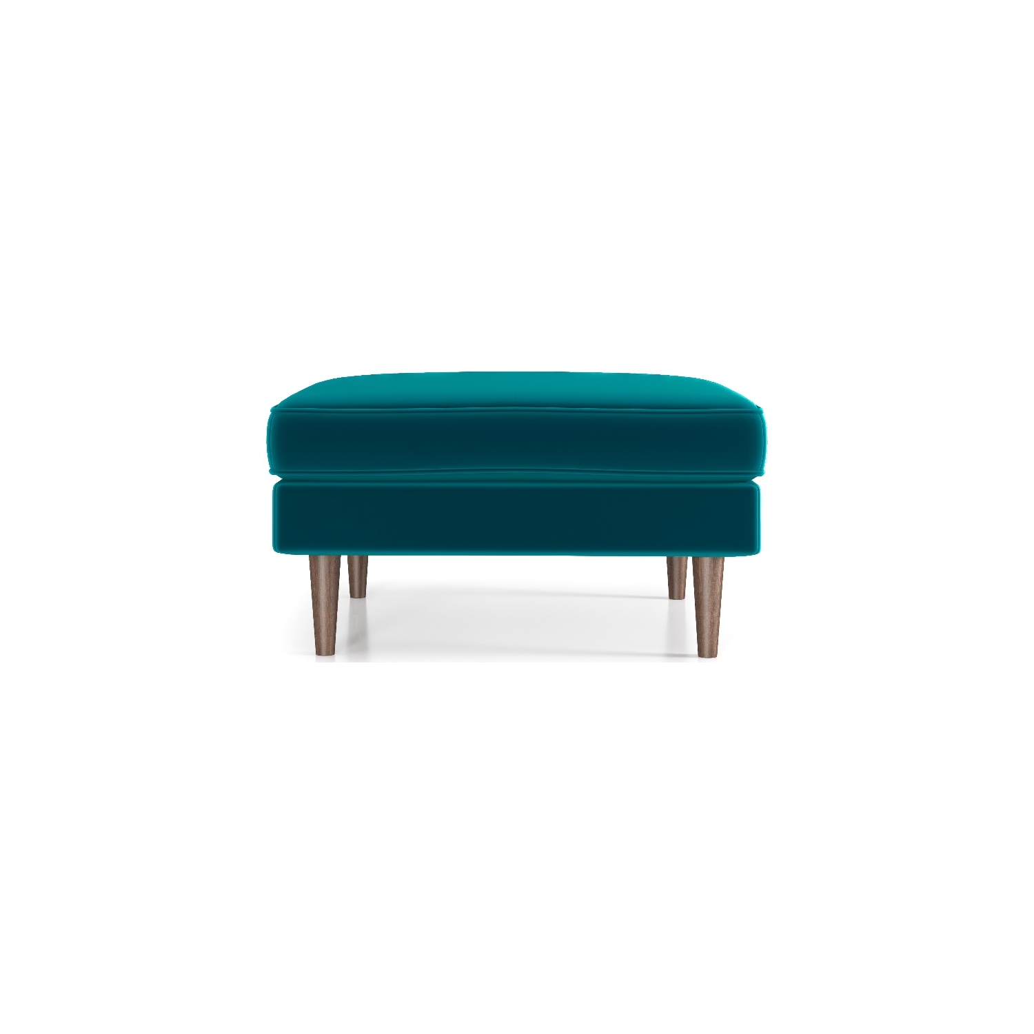 Hudson Mid-Century Modern Square Velvet Ottoman in Teal