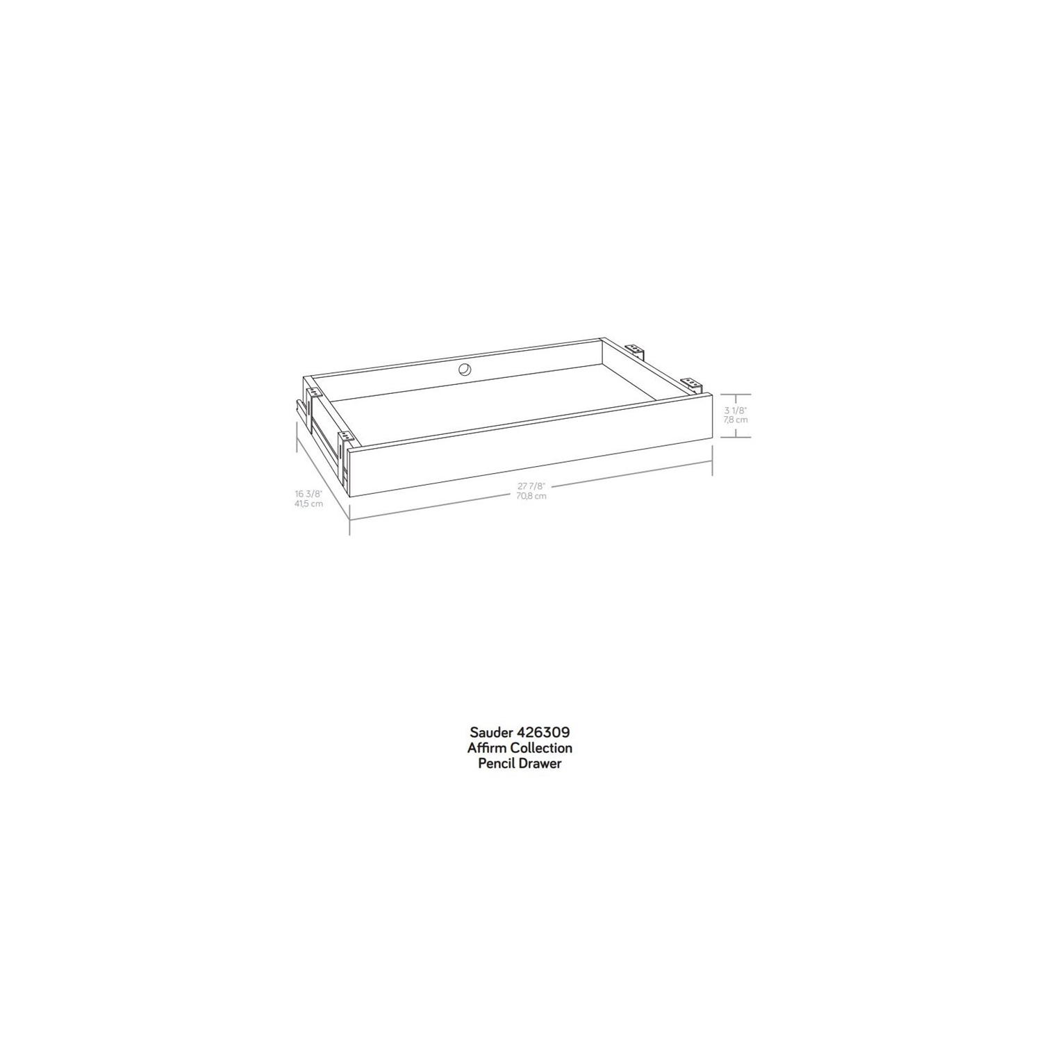 Sauder – tiroir de rangement sous le bureau en bois d’ingénierie et en métal, noir