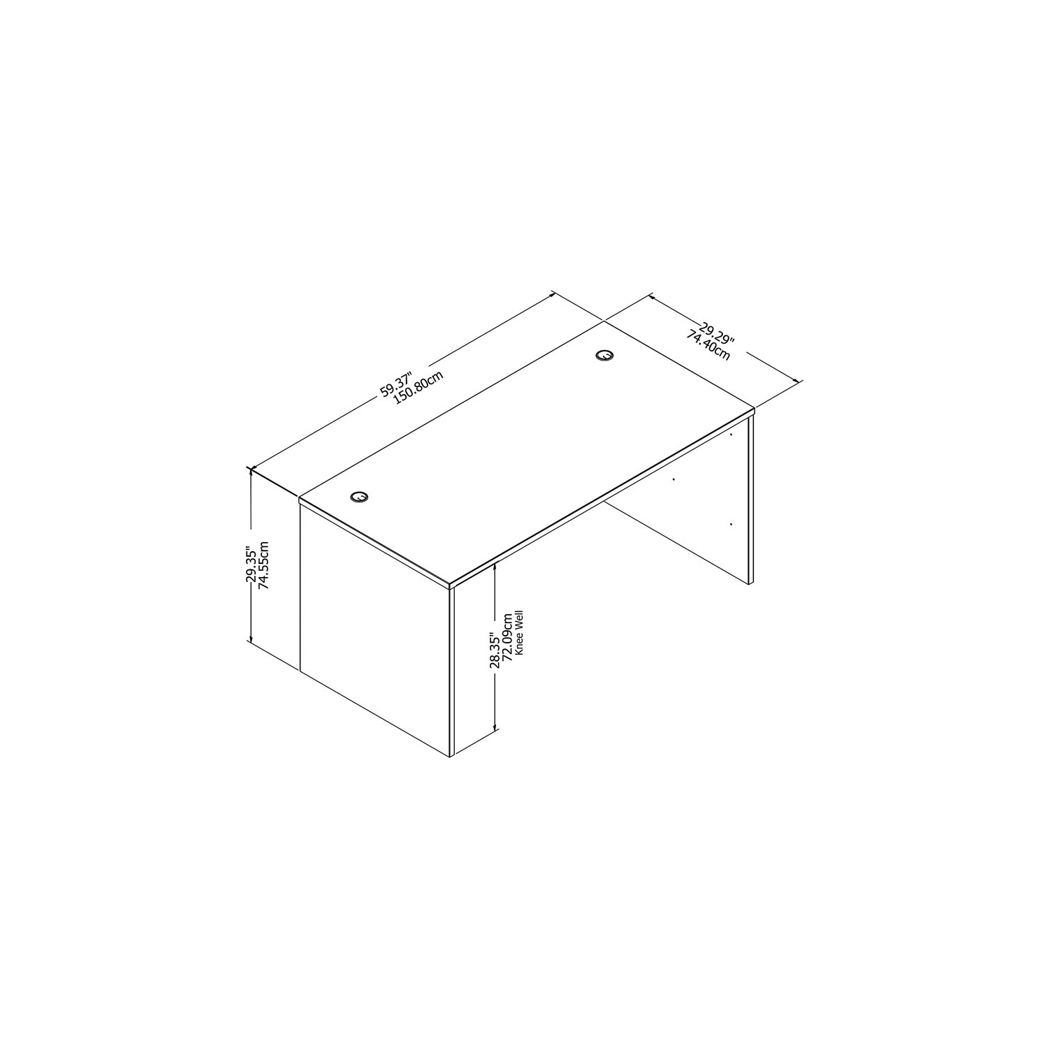 Bureau de 60 larg. X 30 prof. gris platine avec bois d’ingénierie de Studio C