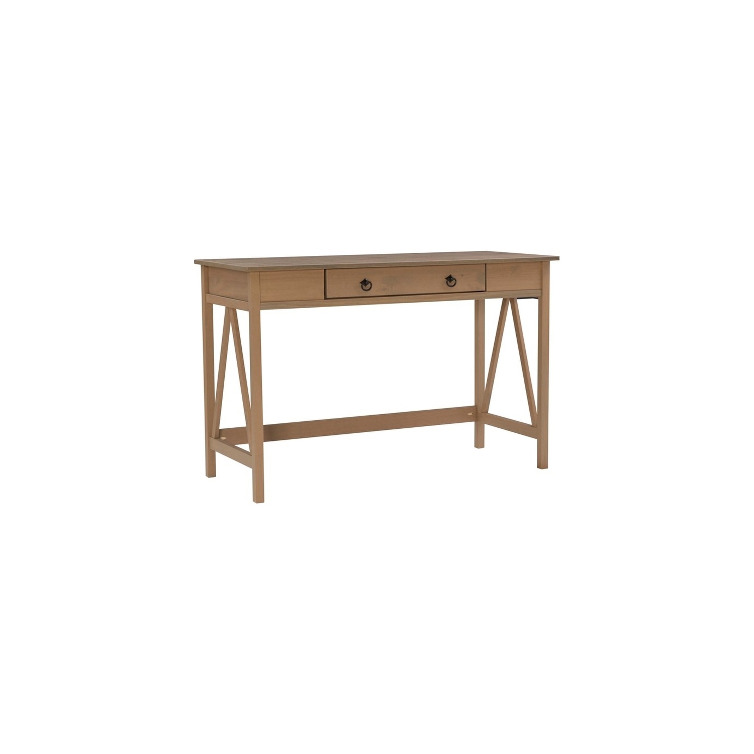 Linon Titian Pine Wood One Drawer Desk in Driftwood Brown