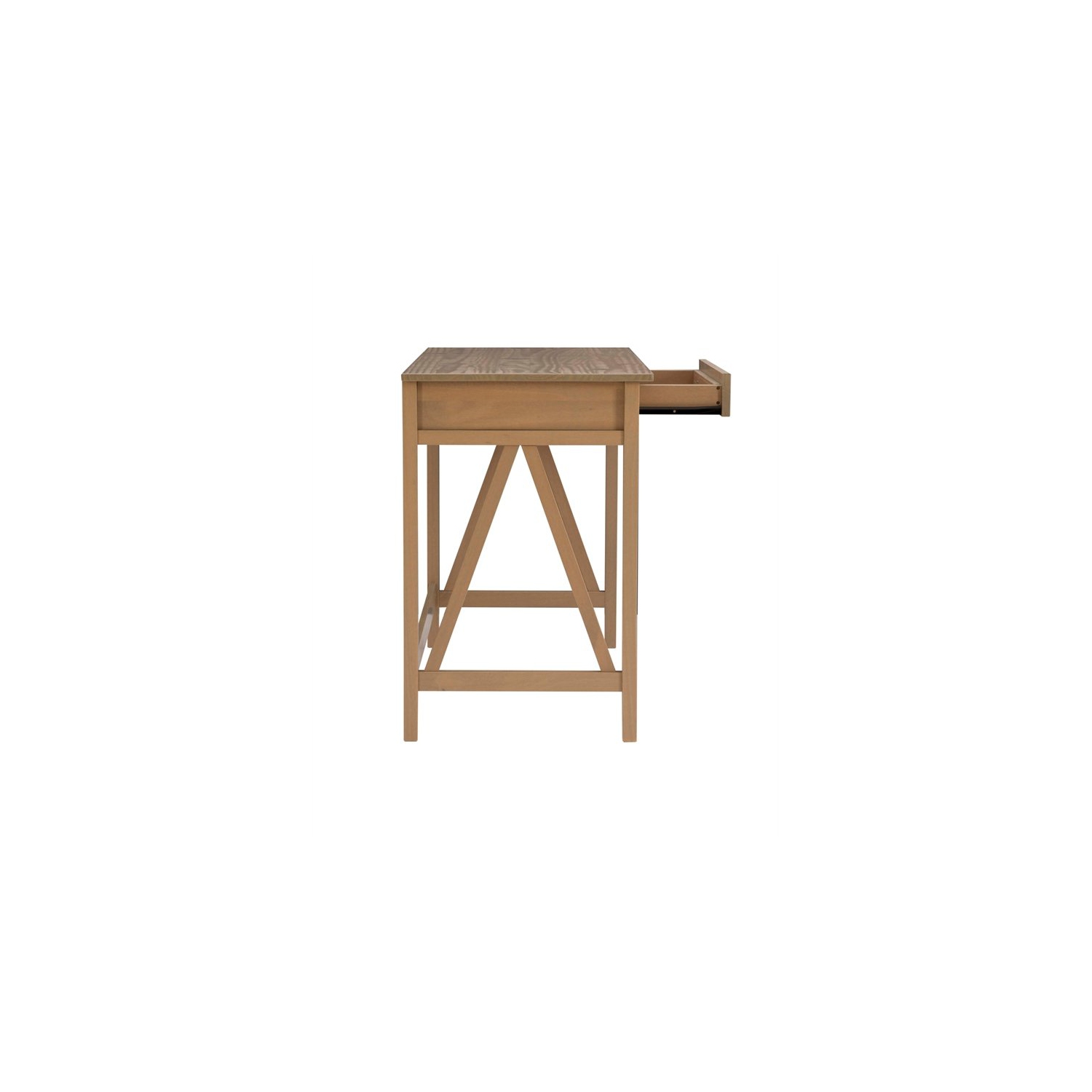 Linon Titian Pine Wood One Drawer Desk in Driftwood Brown