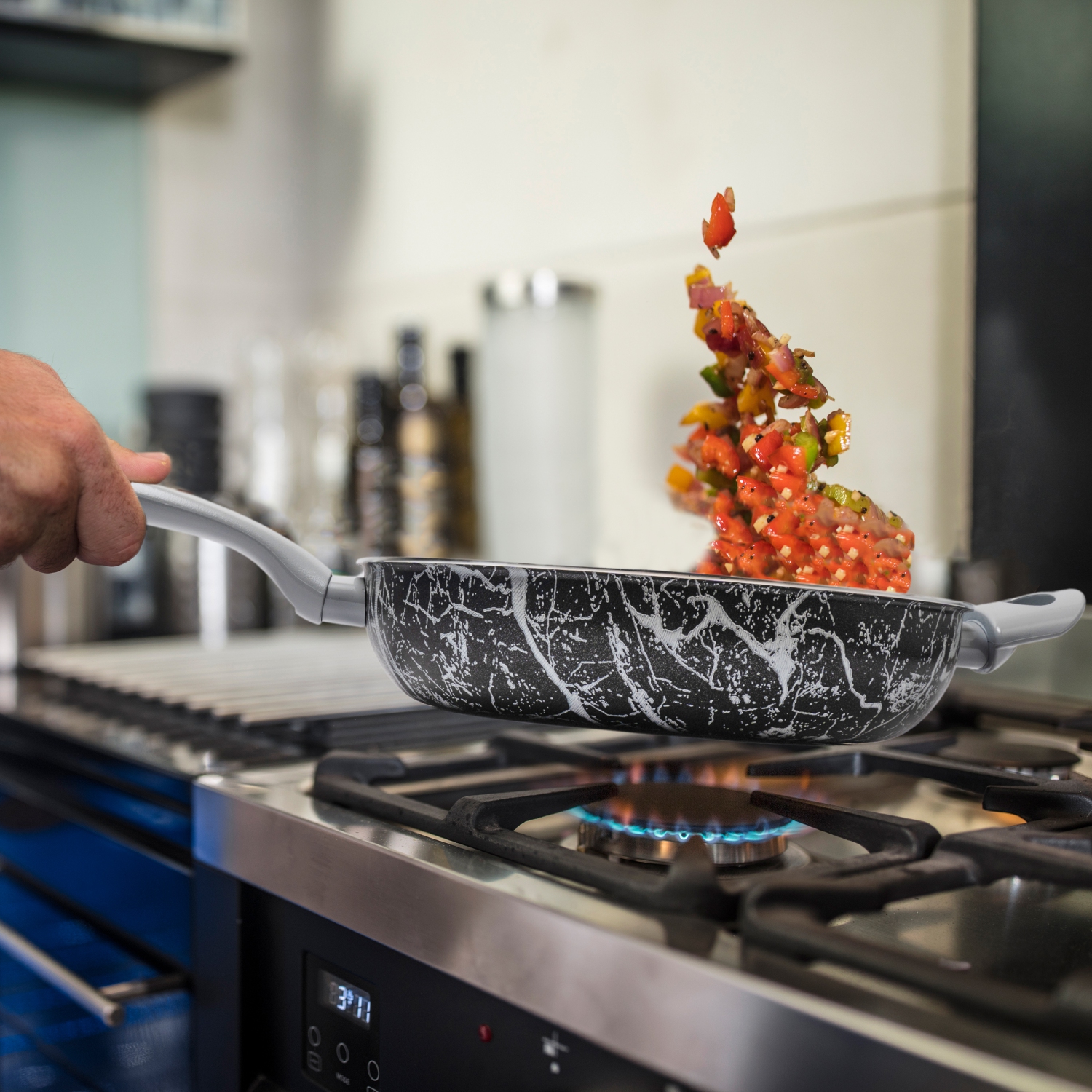 ARIMI Italian Diamond Marble Saute Pan with Lid 28cm