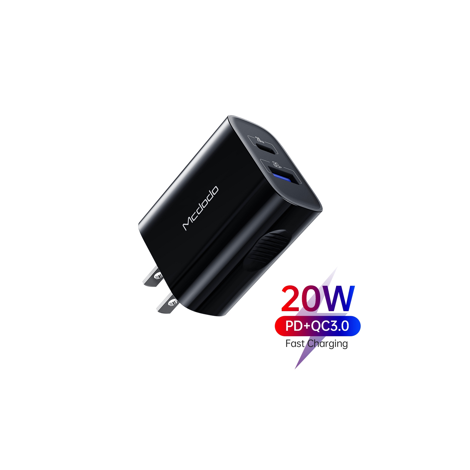 Mcdodo Dual-Port Fast Charger 20W USB-A/B/C Charger for New iPhone& All phones, 3.0 Fast Charger, USB C Wall Charger PD Charger Compatible Phone 14