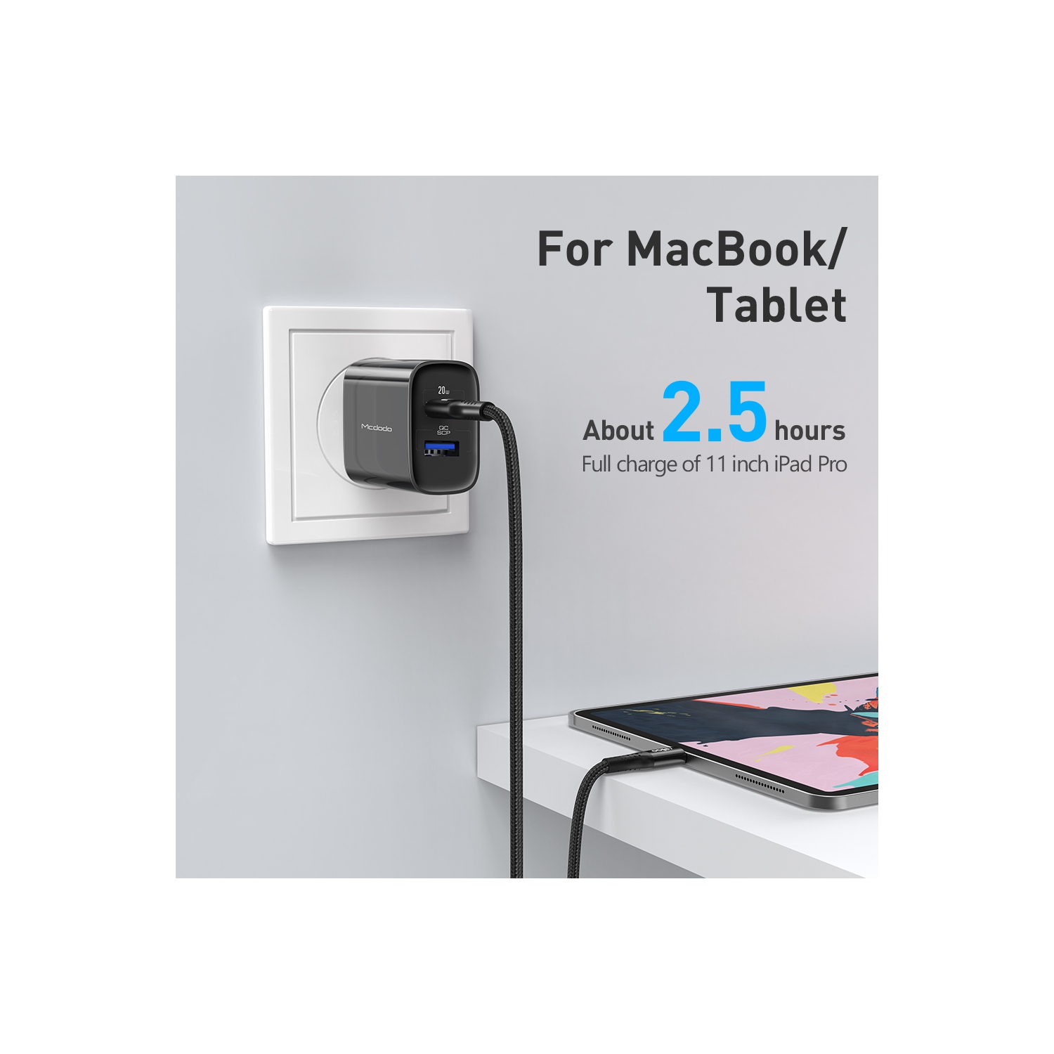 Mcdodo Dual-Port Fast Charger 20W USB-A/B/C Charger for New iPhone& All phones, 3.0 Fast Charger, USB C Wall Charger PD Charger Compatible Phone 14