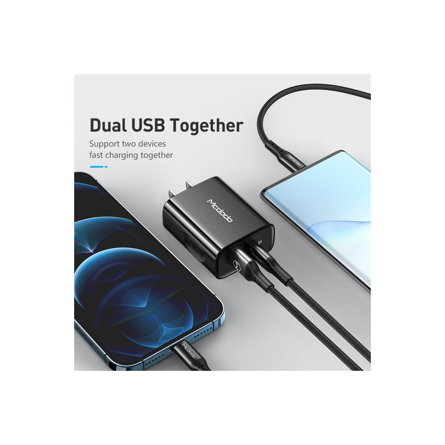 Mcdodo Dual-Port Fast Charger 20W USB-A/B/C Charger for New iPhone& All phones, 3.0 Fast Charger, USB C Wall Charger PD Charger Compatible Phone 14