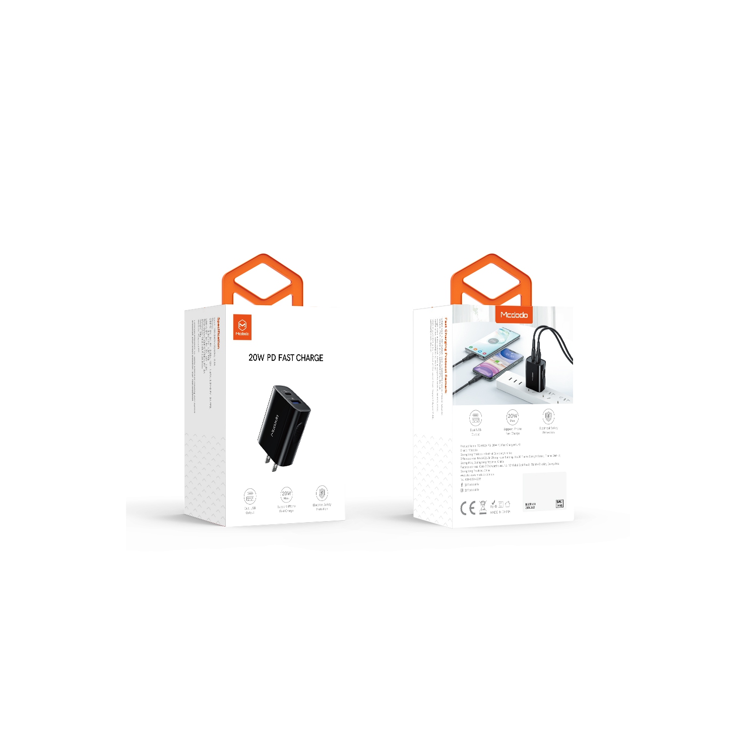 Mcdodo Dual-Port Fast Charger 20W USB-A/B/C Charger for New iPhone& All phones, 3.0 Fast Charger, USB C Wall Charger PD Charger Compatible Phone 14