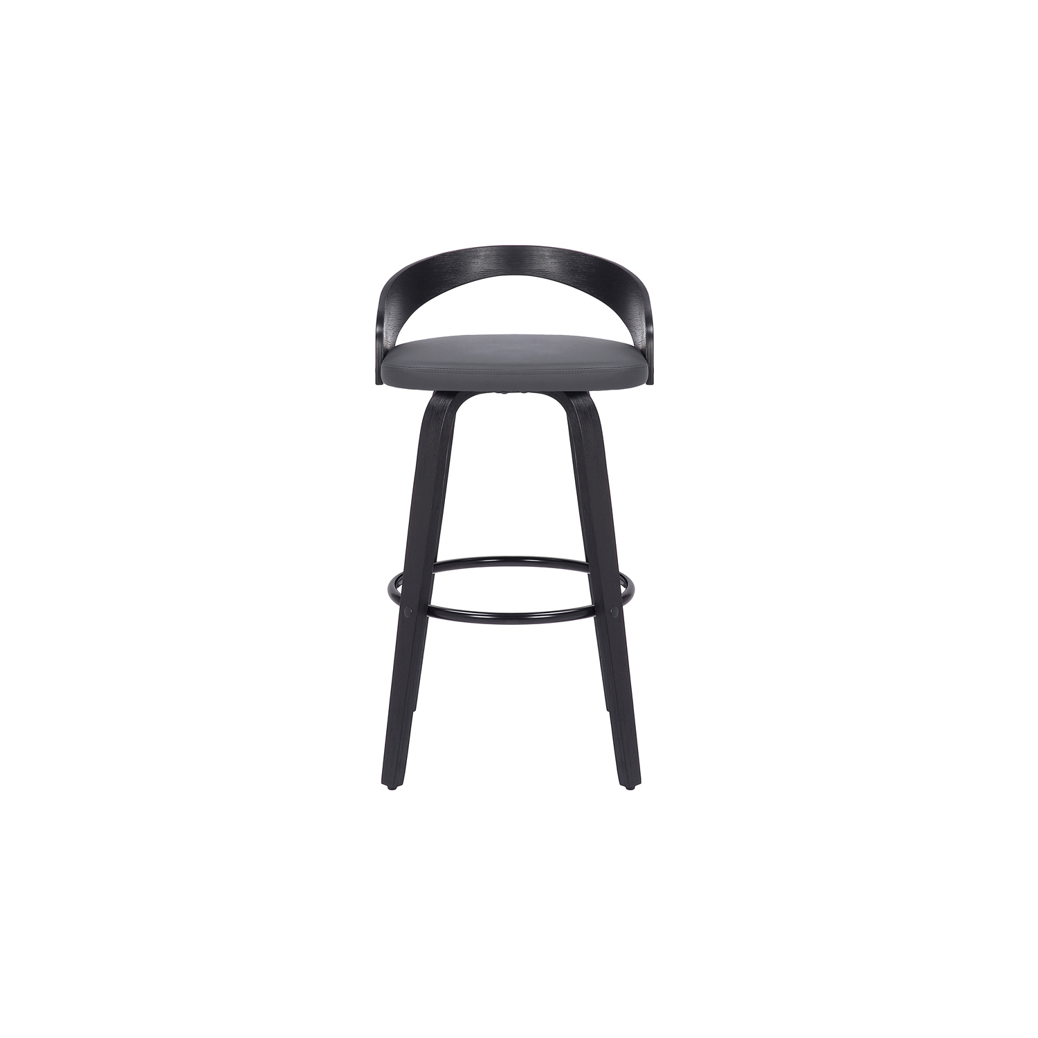Sonia 26" Counter Height Swivel Grey Faux Leather and Black Wood Bar Stool