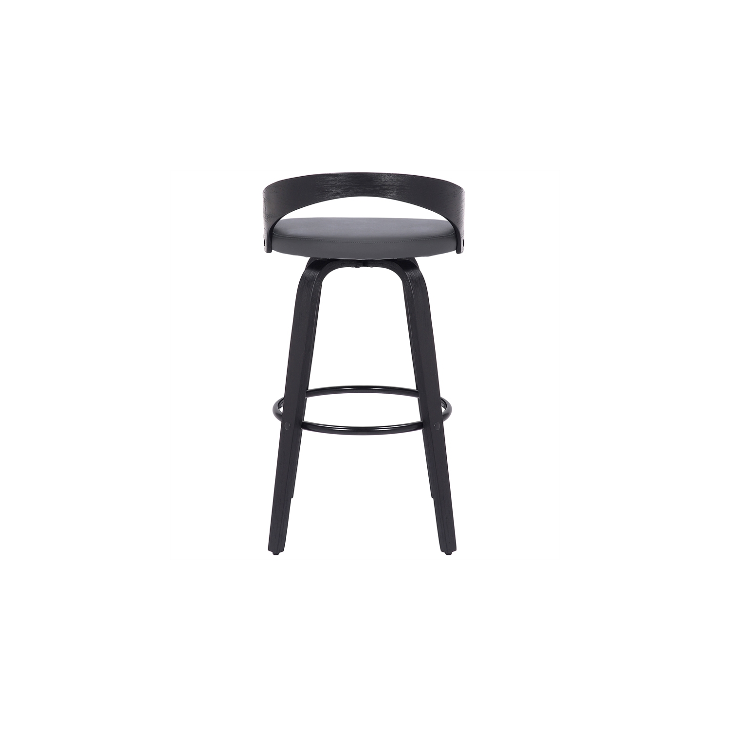Sonia 26" Counter Height Swivel Grey Faux Leather and Black Wood Bar Stool