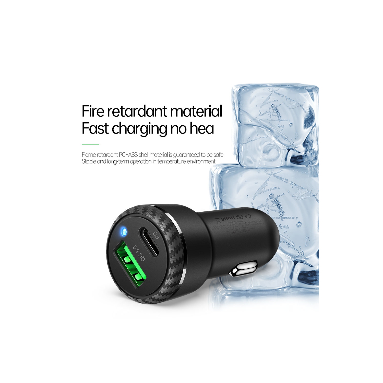 Chargeur rapide pour l'auto à deux ports USB-C 3A W 20&nbsp;W PD Fast de Mcdodo Adaptateur de chargement rapide double USB PD Quick charge pour
