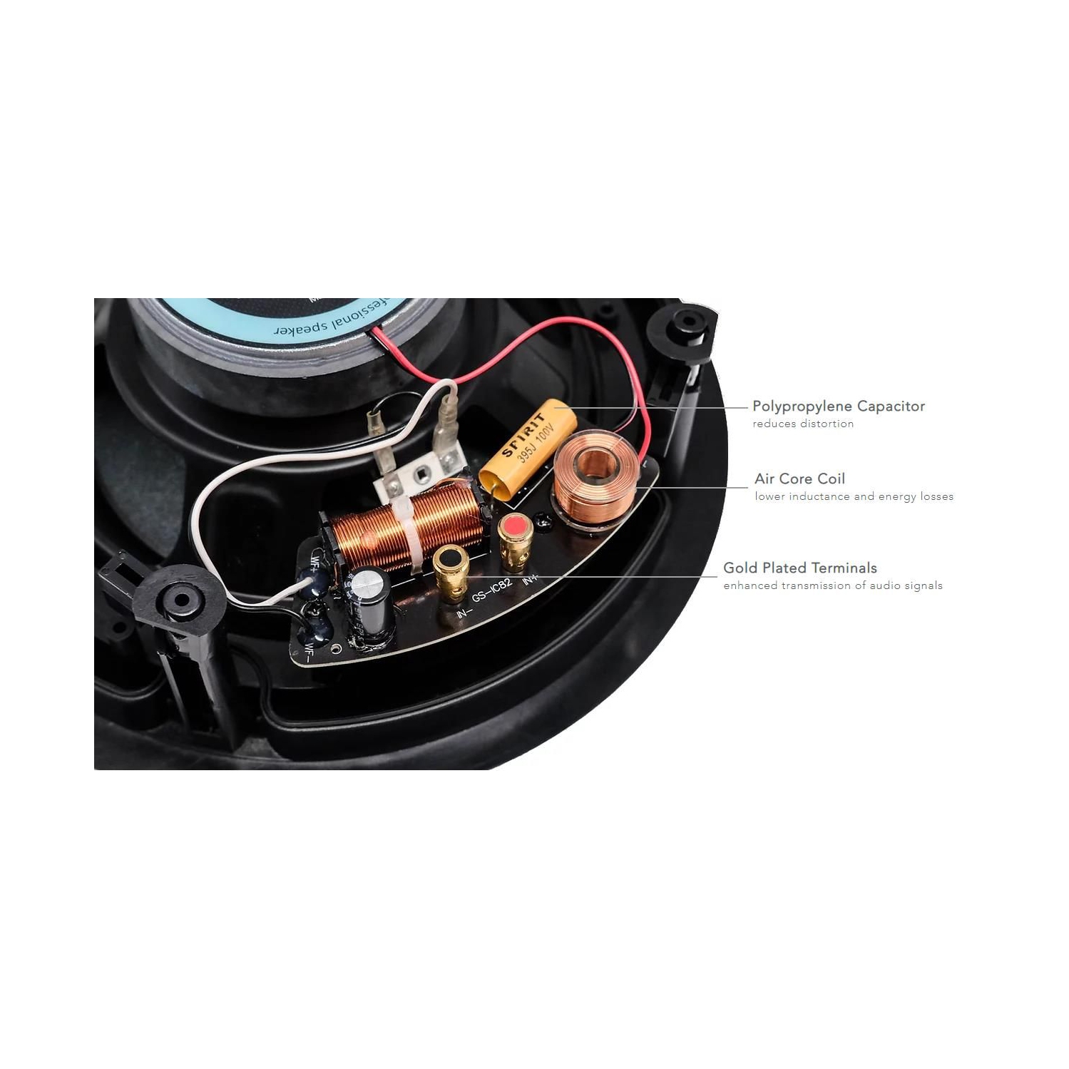 Haut-parleurs de plafond GS de 8 po, treillis blanc, par paire, impédance de 4 Ω, taille de l’unité : 8.0 po