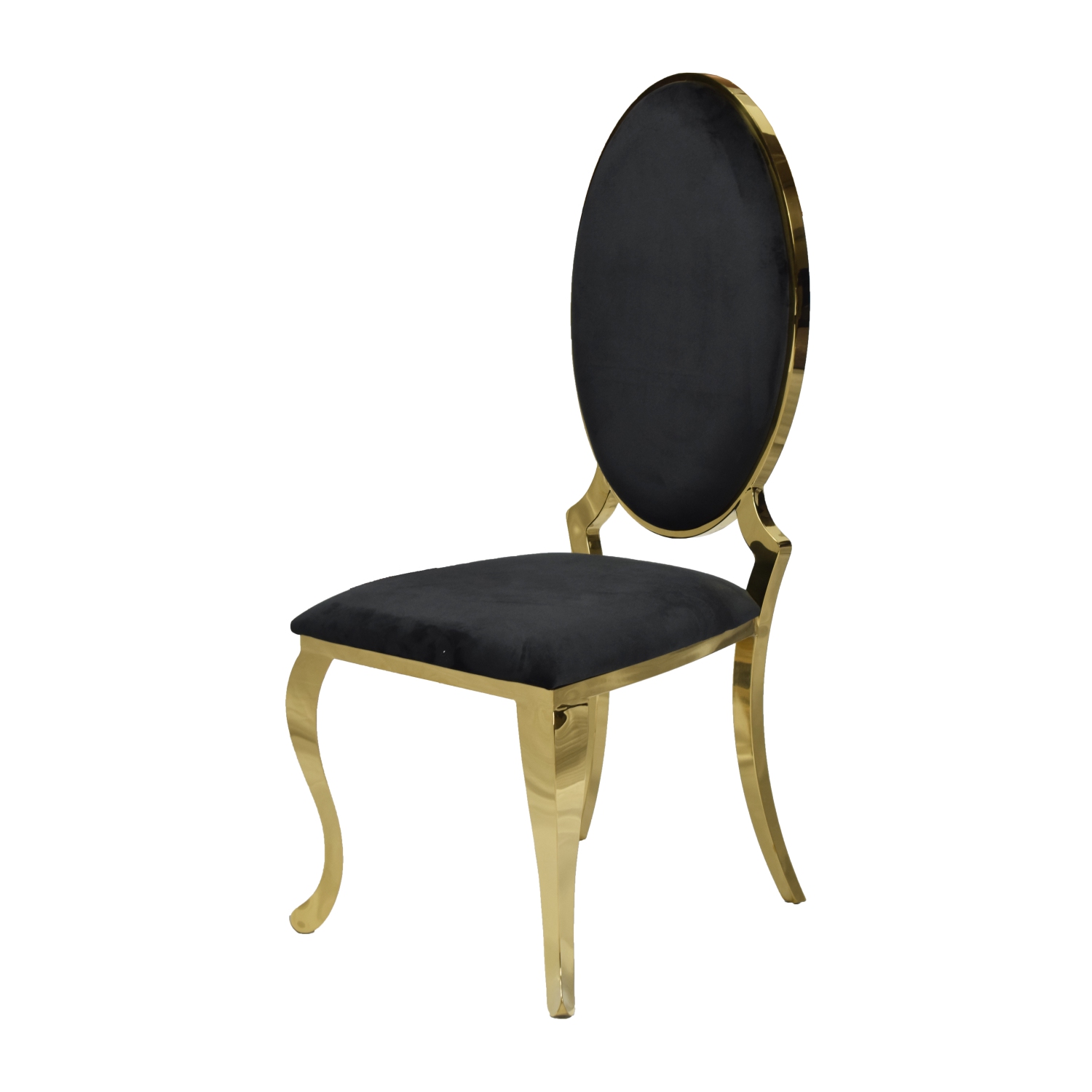 SOLEIL GOLD 63" MARBLE DINING TABLE & 6 BLACK VELVET ICE GOLD DINING CHAIRS