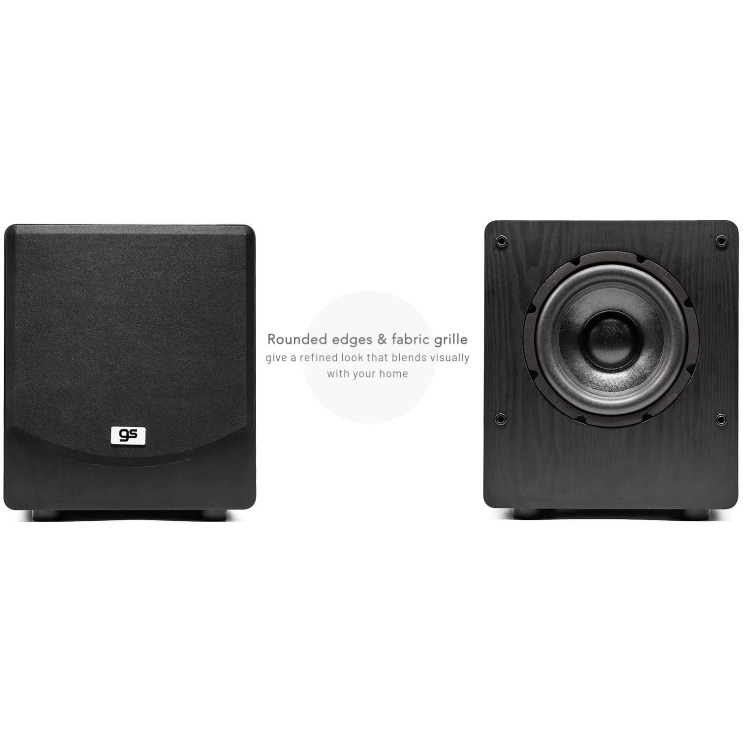 GS 8" Subwoofer, Black colour, 4Ω Impedance, 110-240V input, unit size:300* 278*355mm