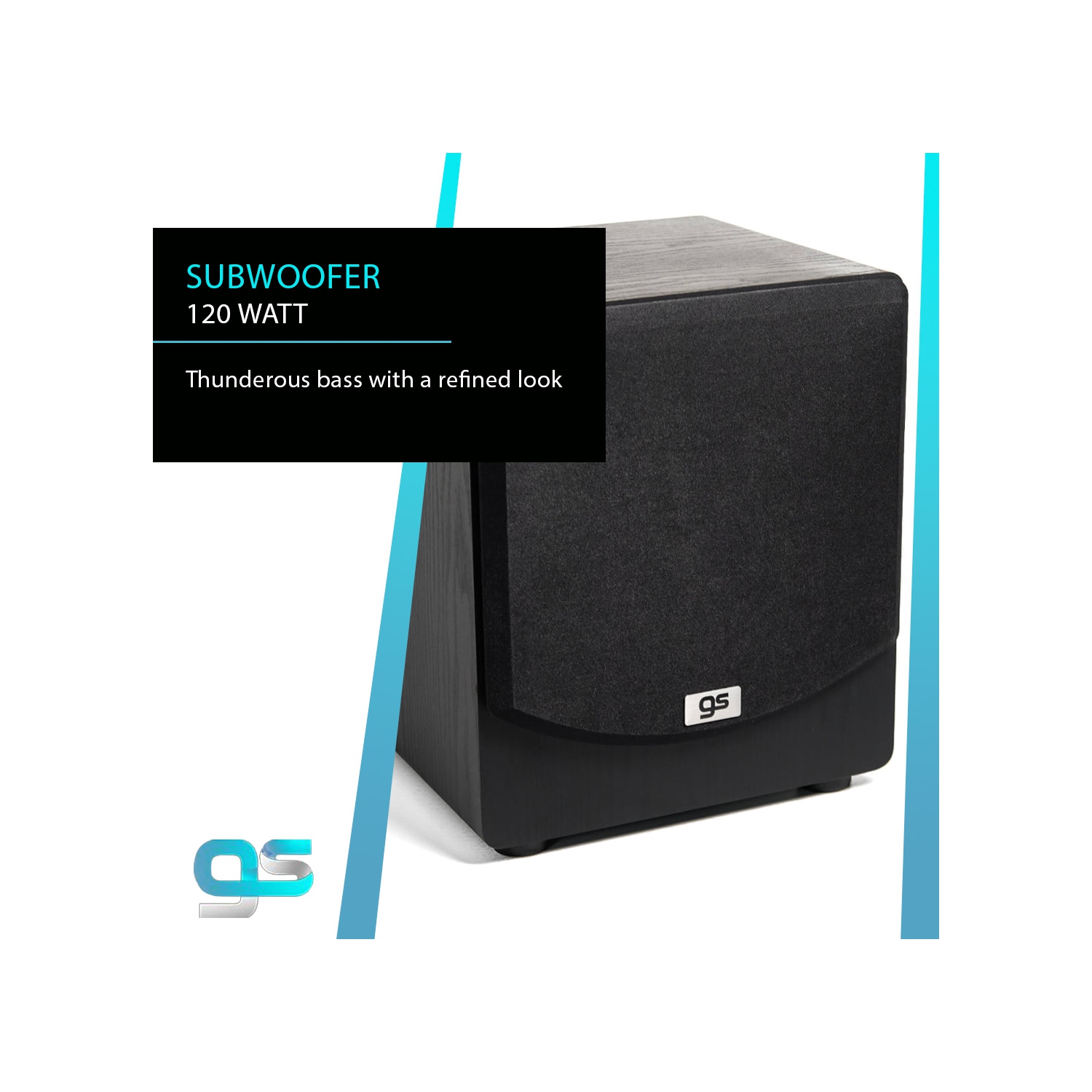 GS 8" Subwoofer, Black colour, 4Ω Impedance, 110-240V input, unit size:300* 278*355mm