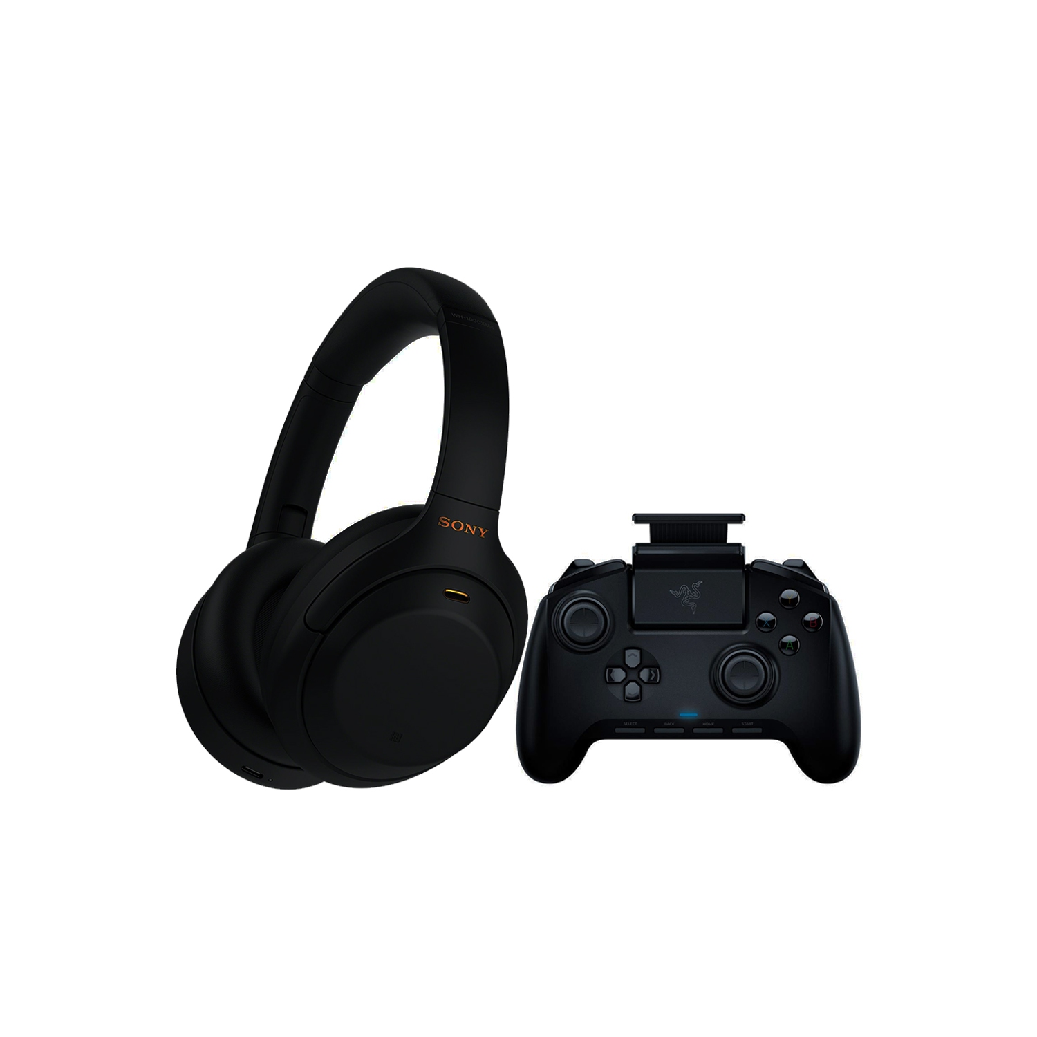 Sony WH-1000XM4 Wireless Noise Canceling Over-the-Ear Headphones with Google Assistant and Alexa + Razer Raiju Mobile: Ergonomic Mobile Gaming Controller for Android