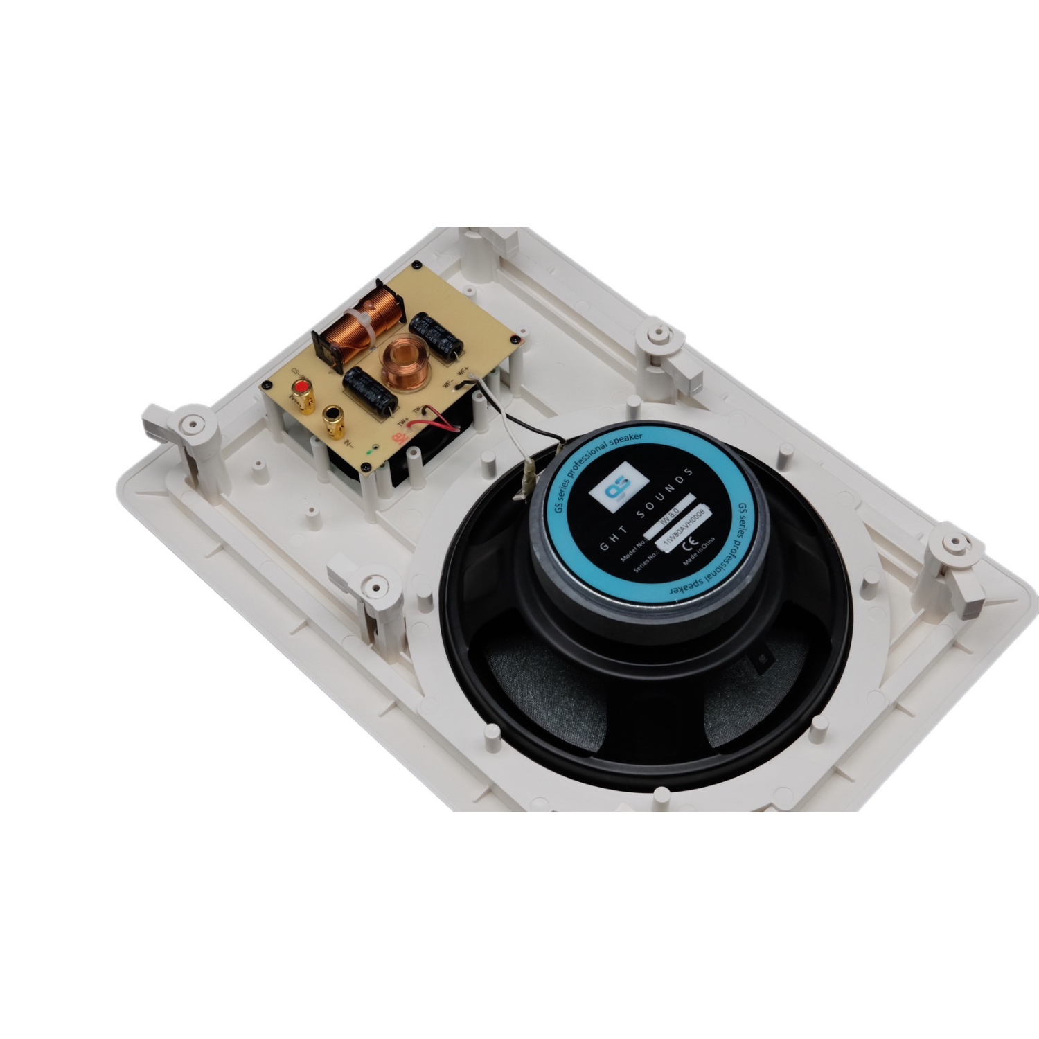 GS 8.0" In-Wall speakers, per pair, white mesh, 4Ω Impedance, unit size: 10*14 inch