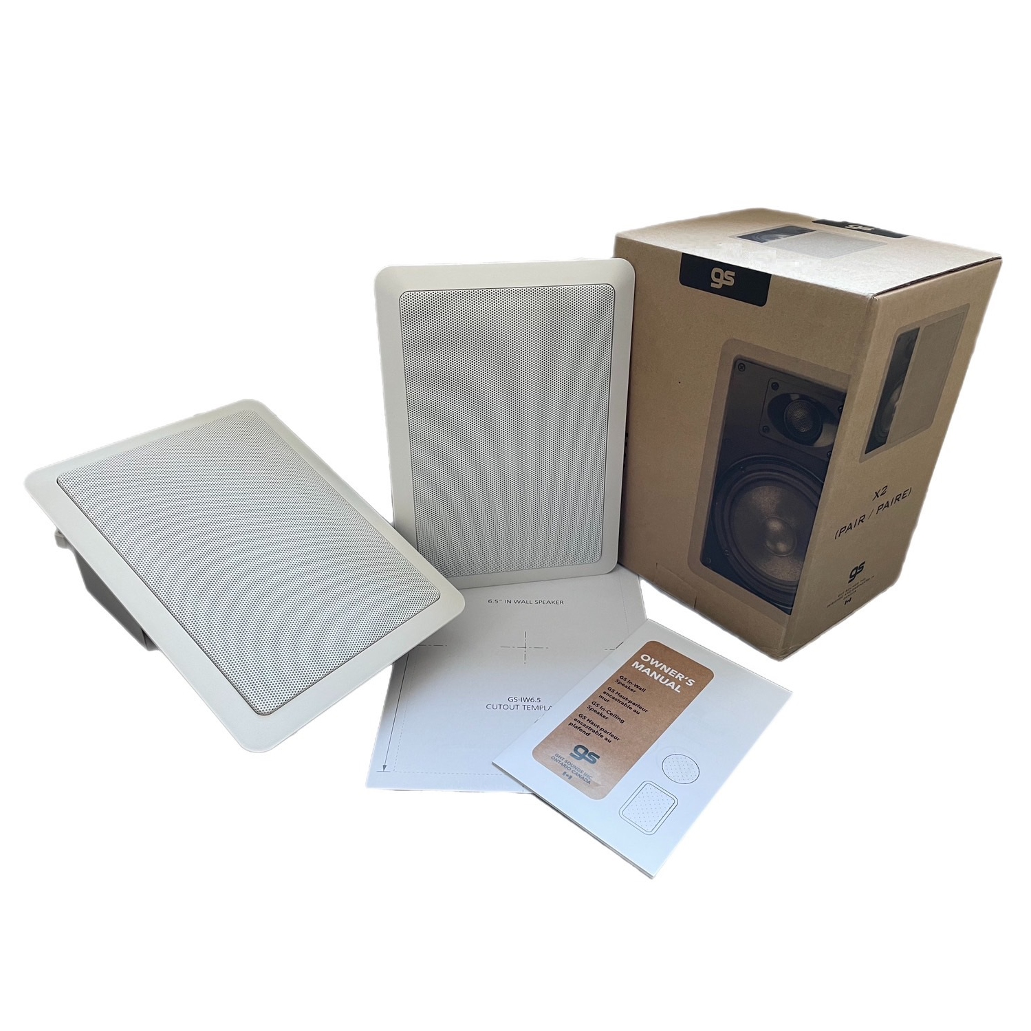 GS 8.0" In-Wall speakers, per pair, white mesh, 4Ω Impedance, unit size: 10*14 inch