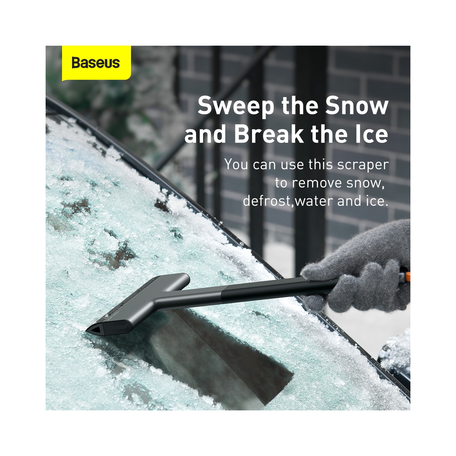 Grattoir à glace pour pare-brise Quick Clean de BaseUS - Noir