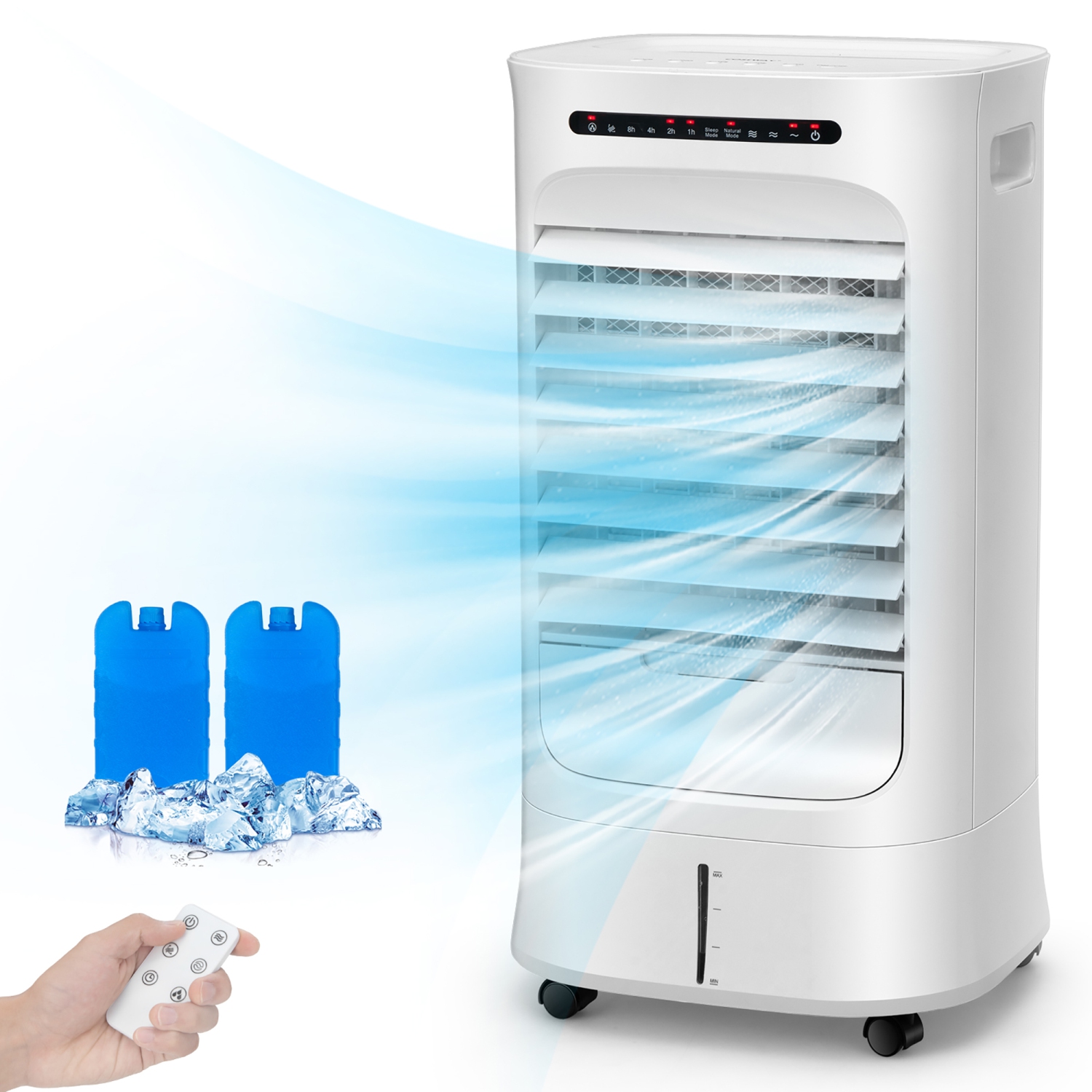 Rafraîchisseur d'air par évaporation 4 en 1 de marque Costway humidificateur portable avec minuterie, 3 modes et vitesses