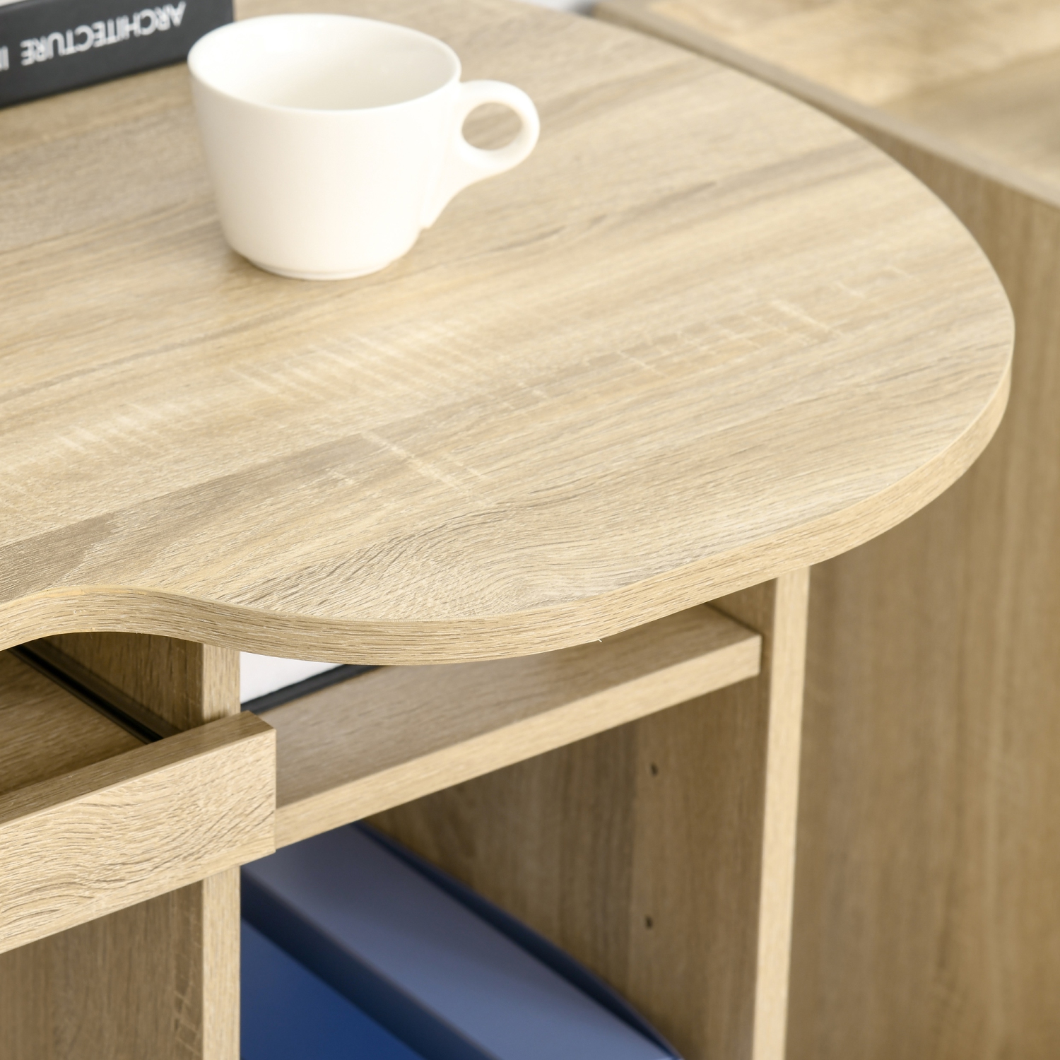 Bureau d'ordinateur avec tiroirs de HOMCOM, bureau à domicile avec plateau pour clavier et tablettes ouvertes, poste d'écriture moderne pour bureau,