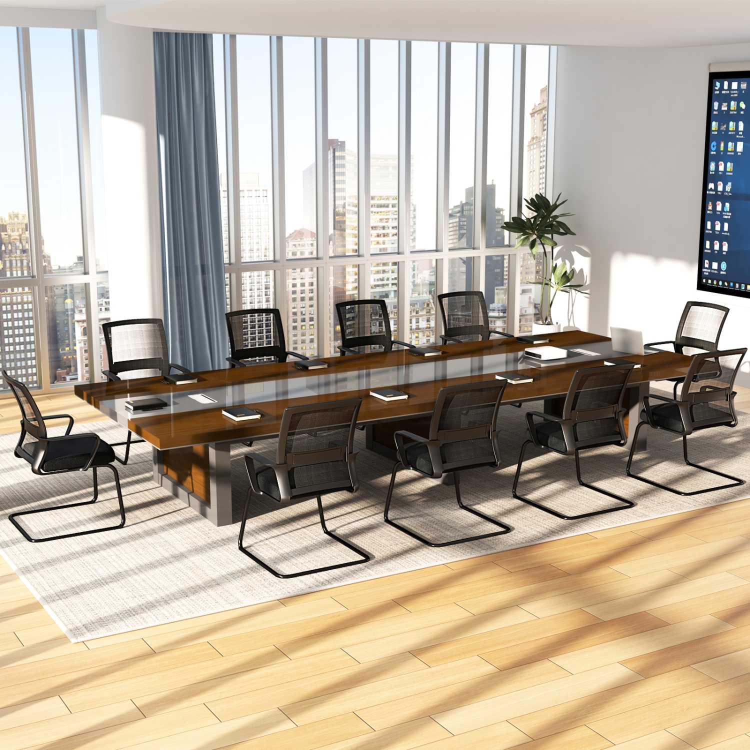 Gymax Office Mesh Chair Set of 2 Upholstered Guest Conference Chair w/Ergonomic Backrest