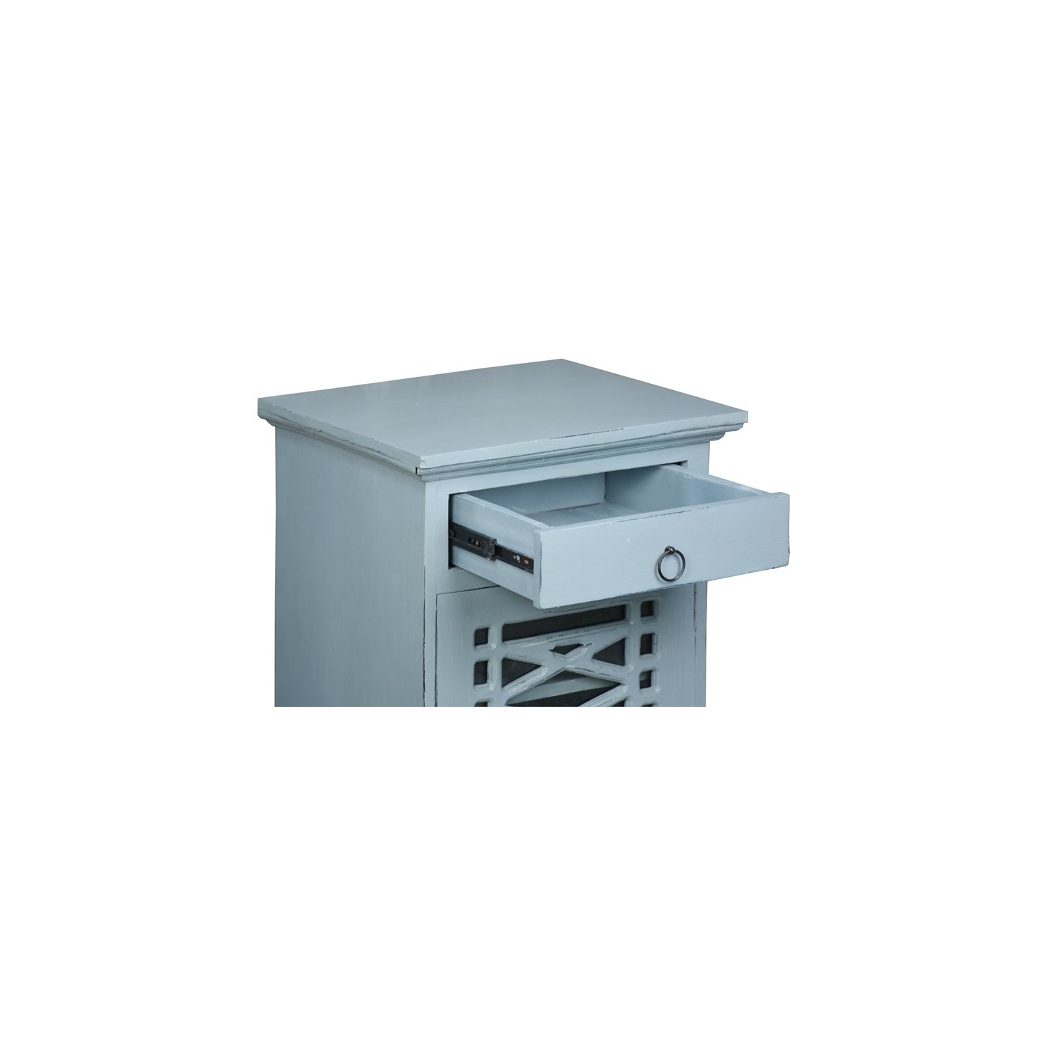 Cottage Solid Wood Side or Night Table in Distressed Beach Blue