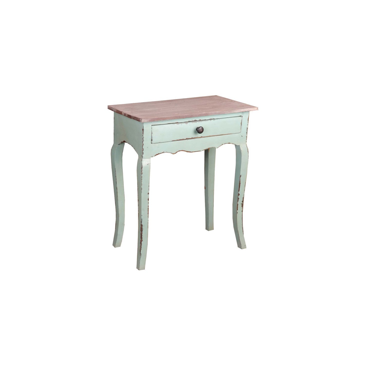 Sunset Trading Cottage Transitional Wood Table with Limewash Top in Bahama Green
