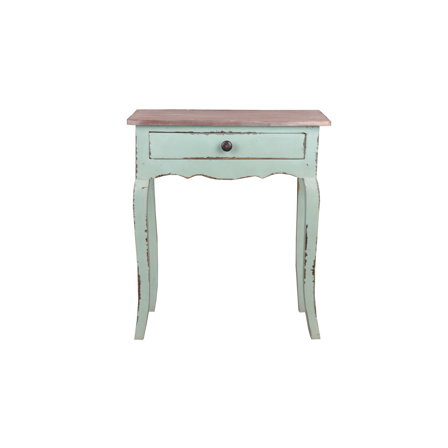 Sunset Trading Cottage Transitional Wood Table with Limewash Top in Bahama Green