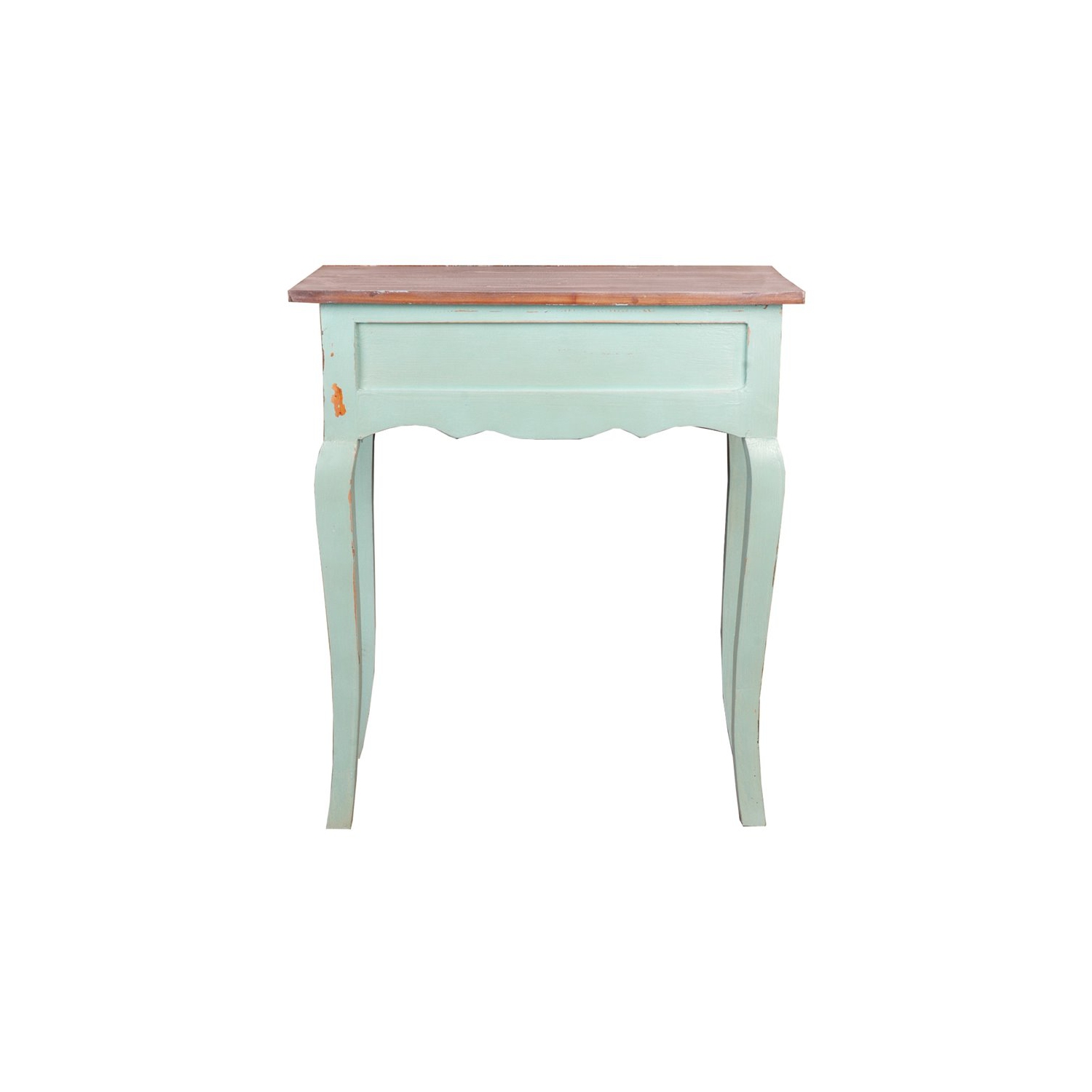 Sunset Trading Cottage Transitional Wood Table with Limewash Top in Bahama Green
