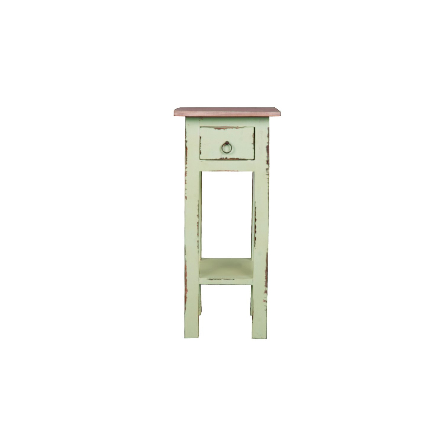 Sunset Trading Cottage Narrow Wood Side Table in Bahama Green and Limewash Top