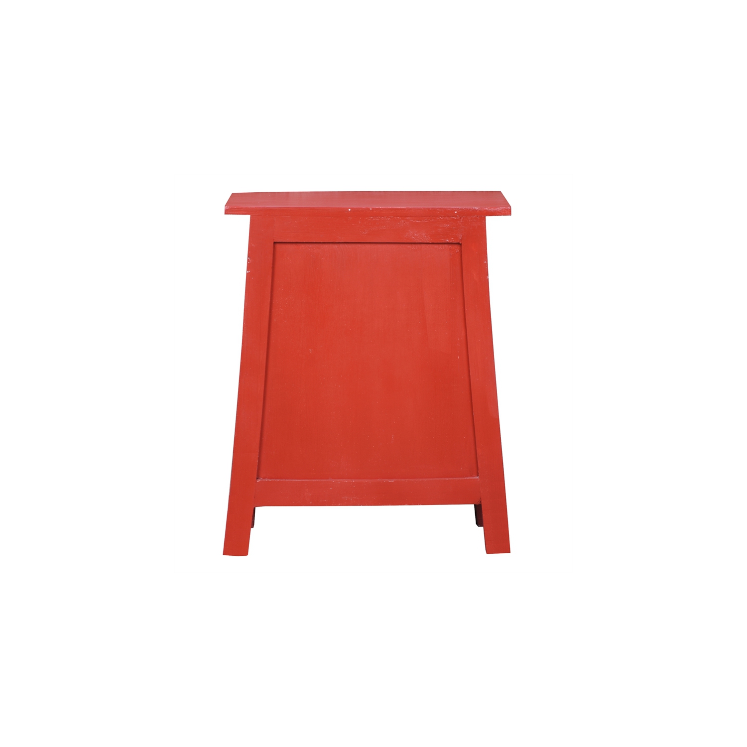 Cottage Solid Wood Zen End Table Nightstand in Distressed Red