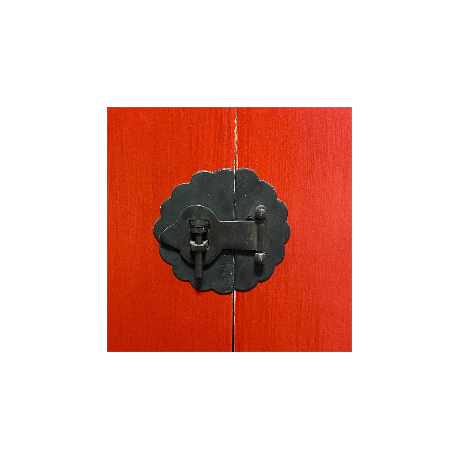 Cottage Solid Wood Zen End Table Nightstand in Distressed Red