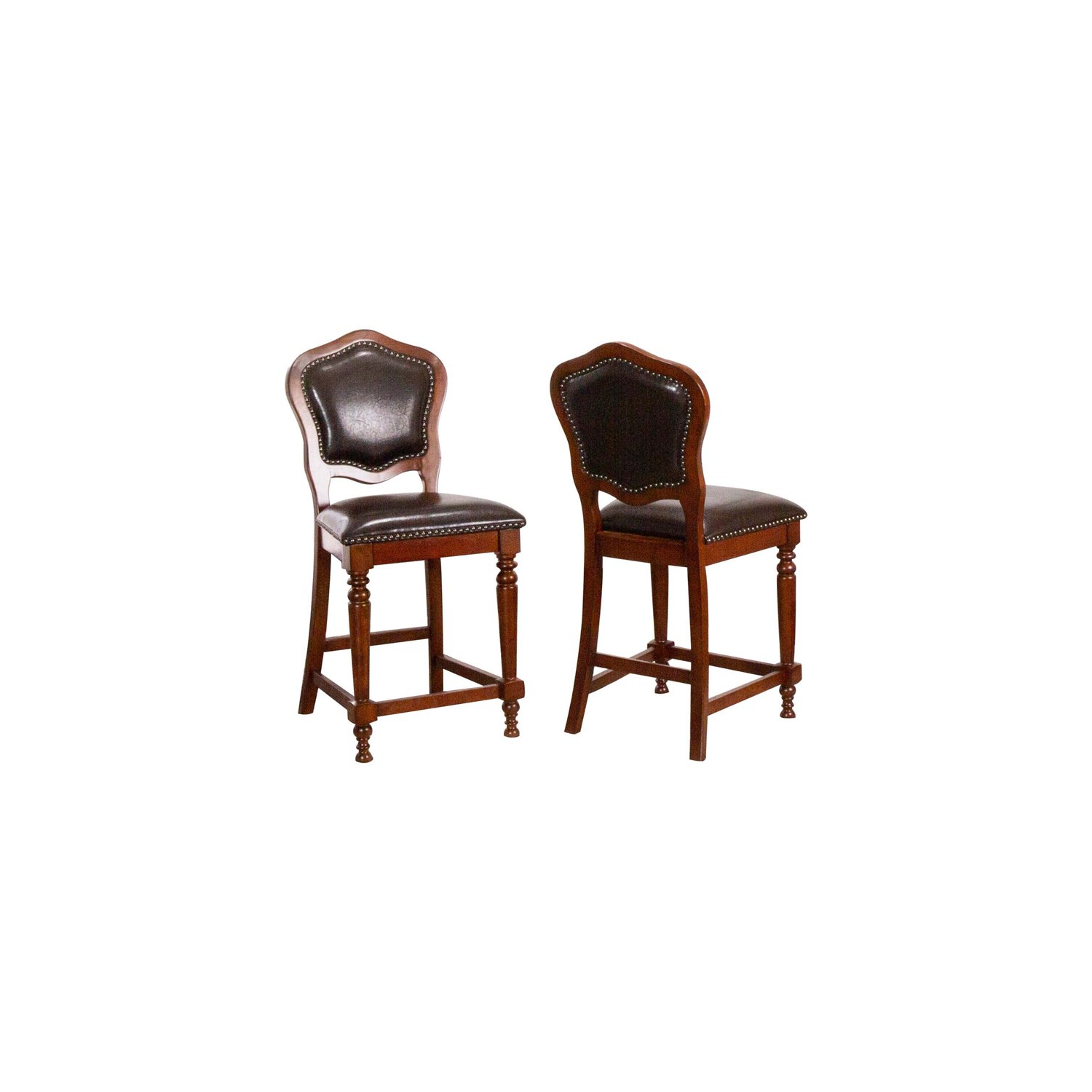 Sunset Trading Bellagio 25" Faux Leather Barstools in Brown Cherry