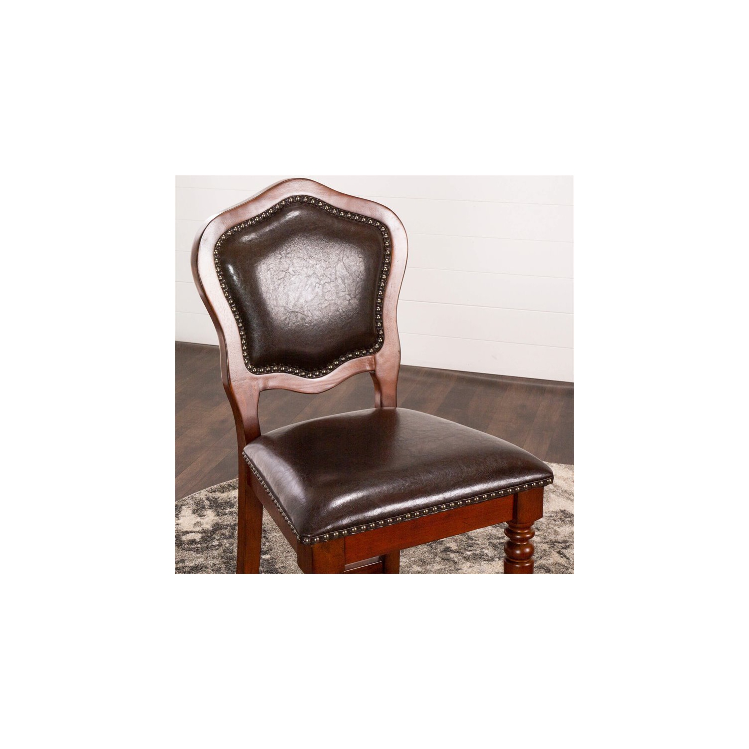 Sunset Trading Bellagio 25" Faux Leather Barstools in Brown Cherry