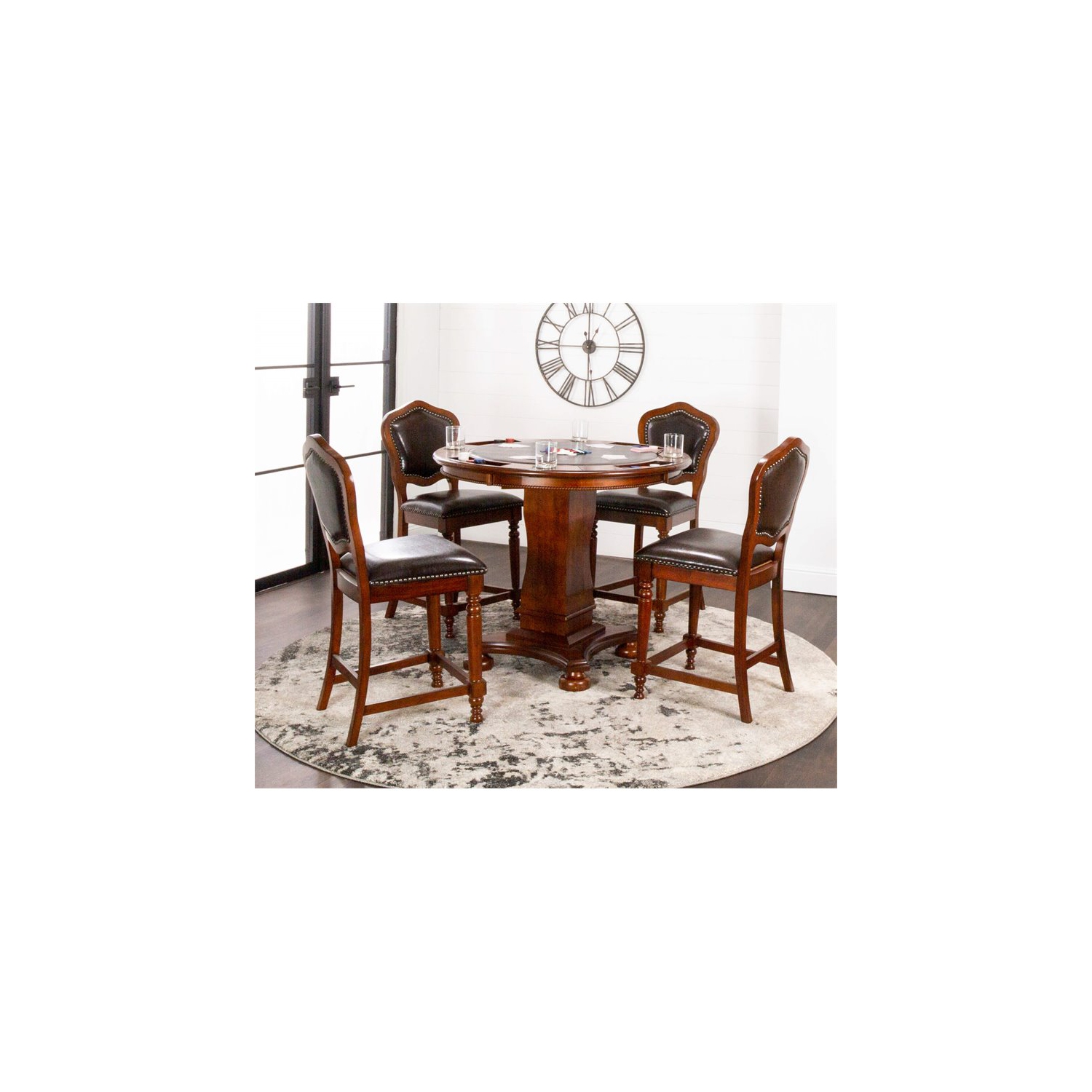 Sunset Trading Bellagio 25" Faux Leather Barstools in Brown Cherry