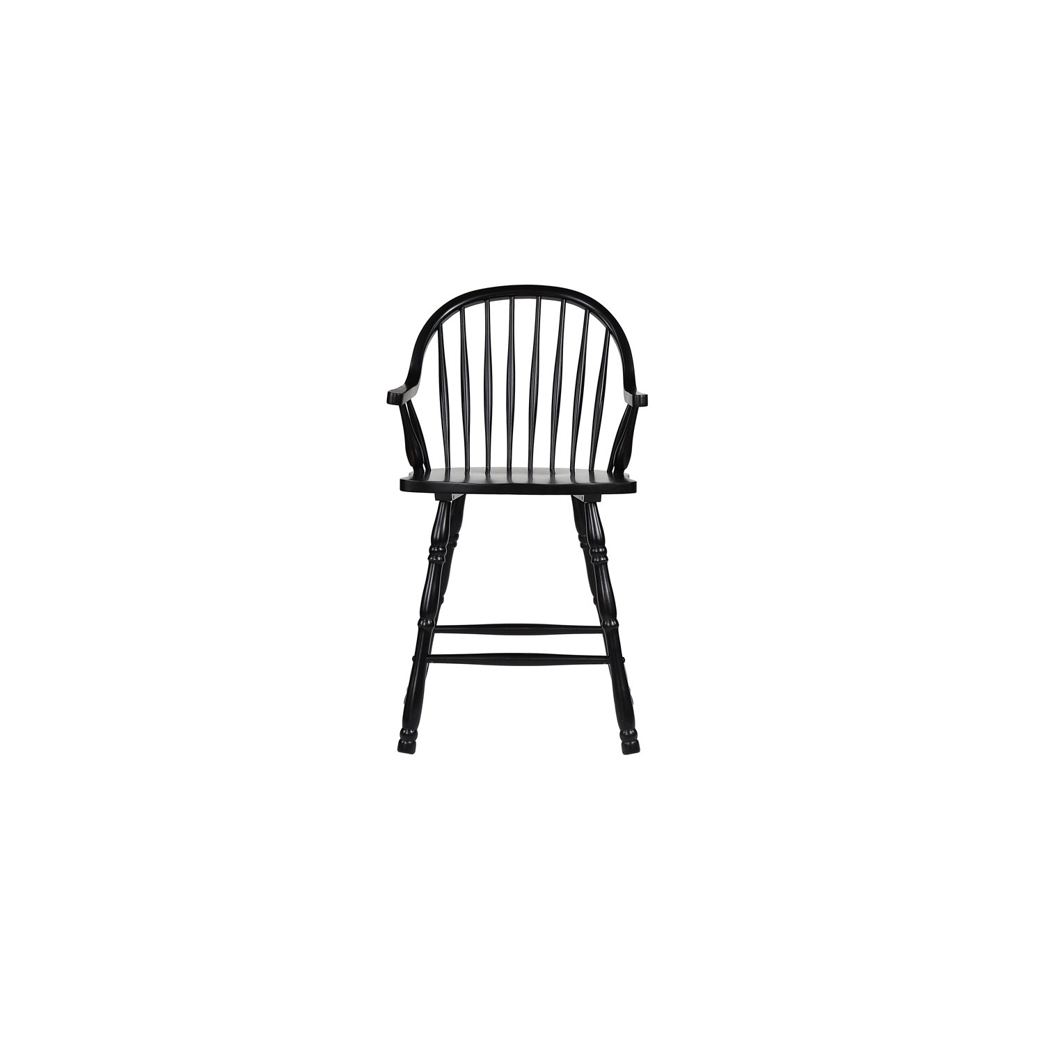 Sunset Trading 24" Windsor Wood Barstools with Arms in Antique Black