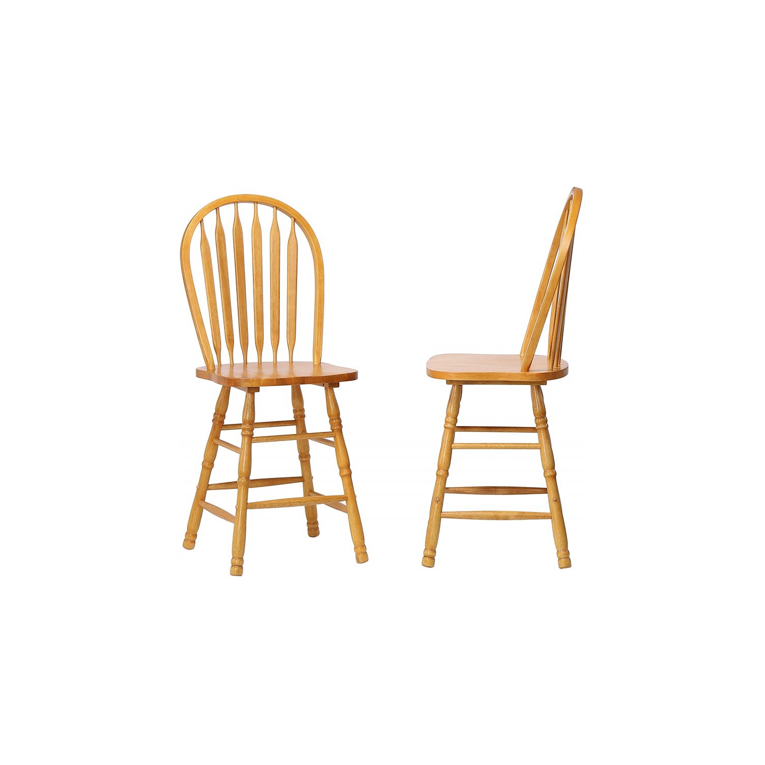 Oak Selections Arrowback 24" Solid Wood Counter Stool in Light Oak