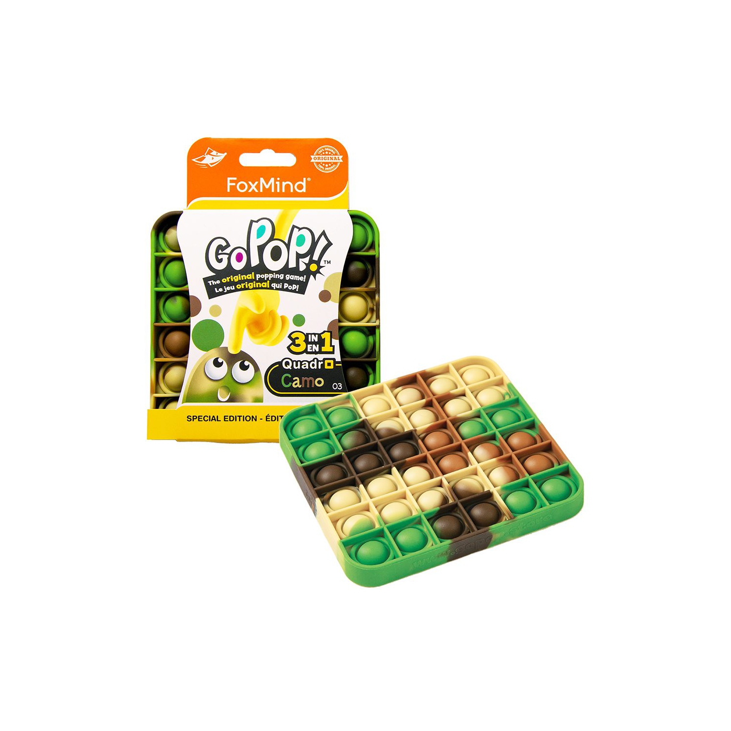 FoxMind Games Go Pop! Quadro Camo Special Edition à 3 1-2 joueurs, 5 ans et plus, 10 minutes