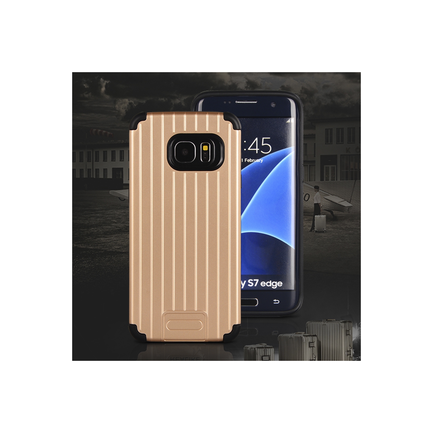 Étui pour Galaxy S7 Edge, étui pour S7 Edge de Samsung, étui rigide hybride mince à double couche brillant pare-chocs en caoutchouc souple antichoc